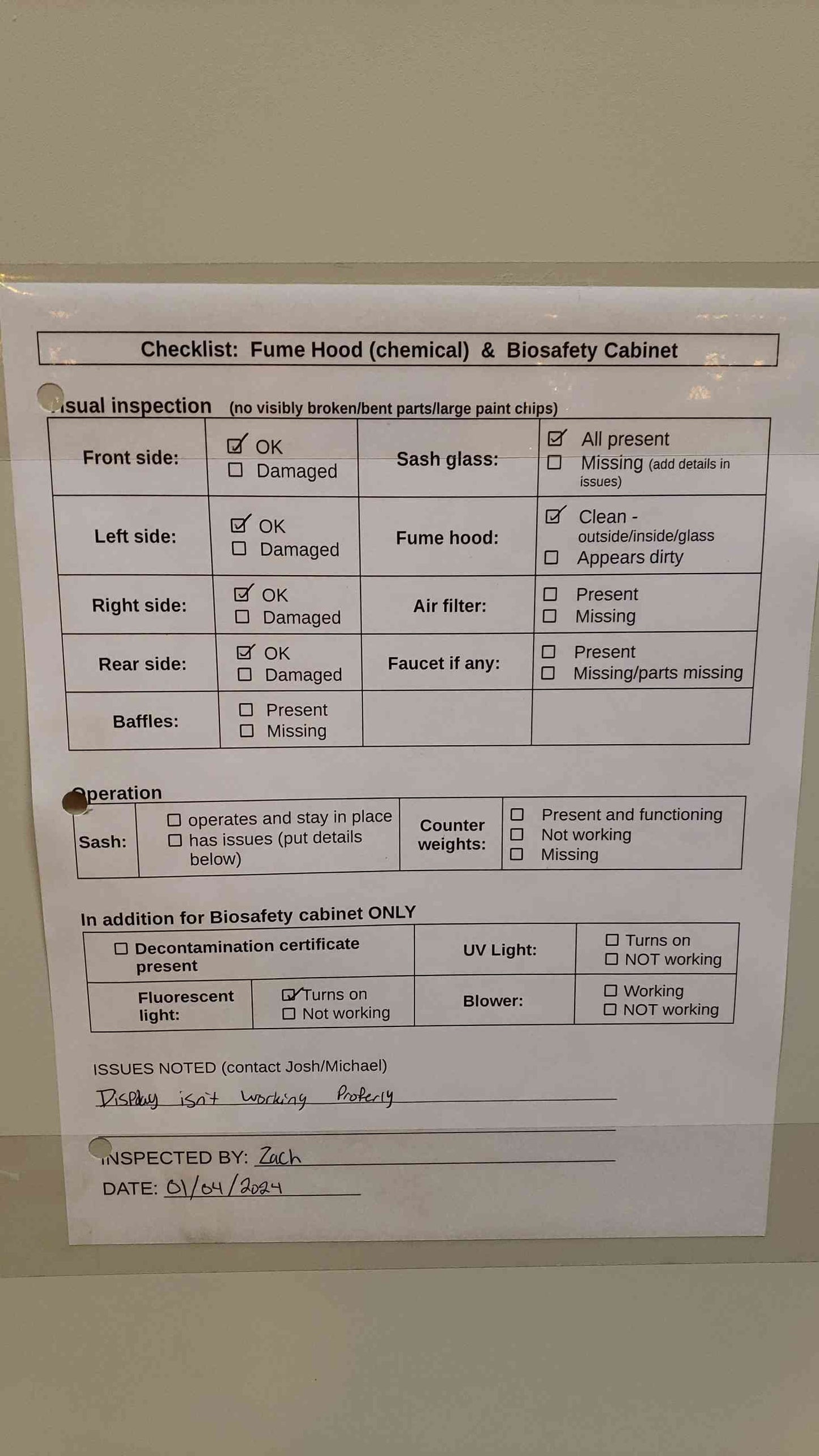 Nuaire BSC Biosafety Cabinet NU-430-600 Class 2 B2 '14 Screen Malfunction(5475AA)