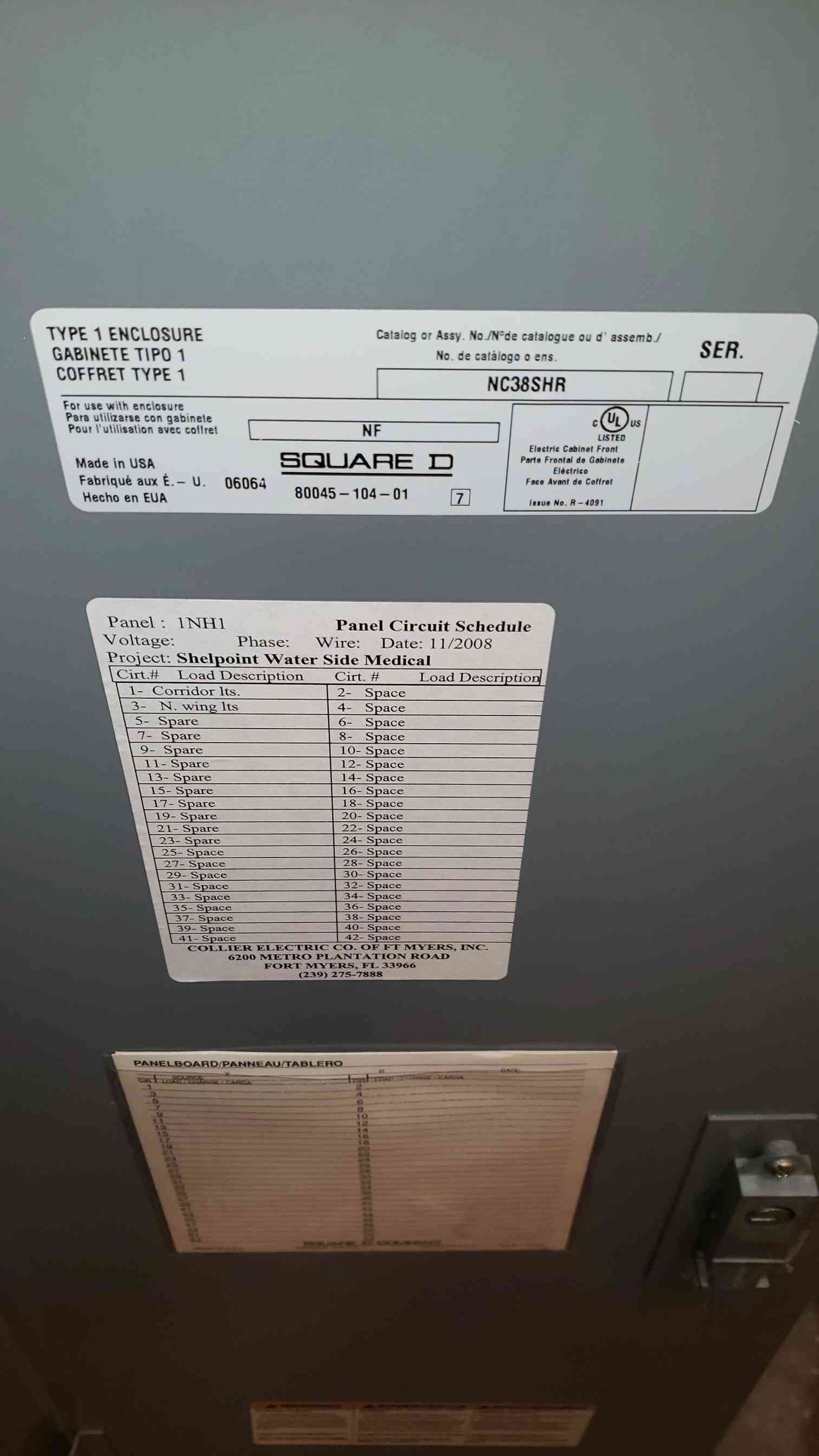 Square D 225A NF 480V / 277V Panelboard NC38SHR 2x 3 Pole EJB EGB (SKU: 4015AA)(4015AA)