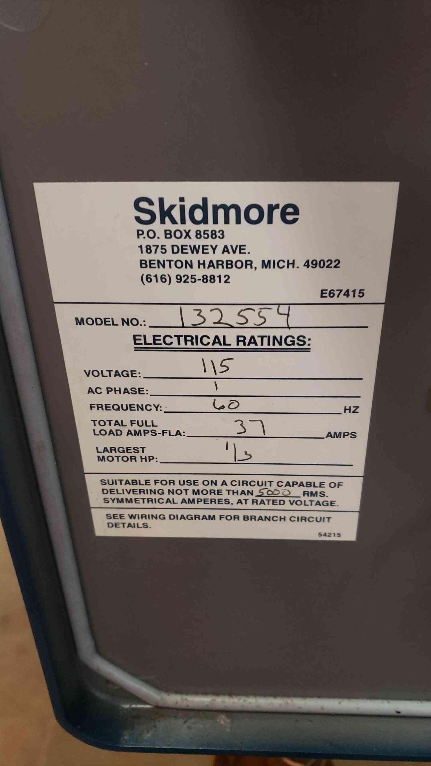Skidmore Triple Metered Pump Assembly 115V 37A XS2T89 1/3HP (SKU: 1601AA)(1601AA)
