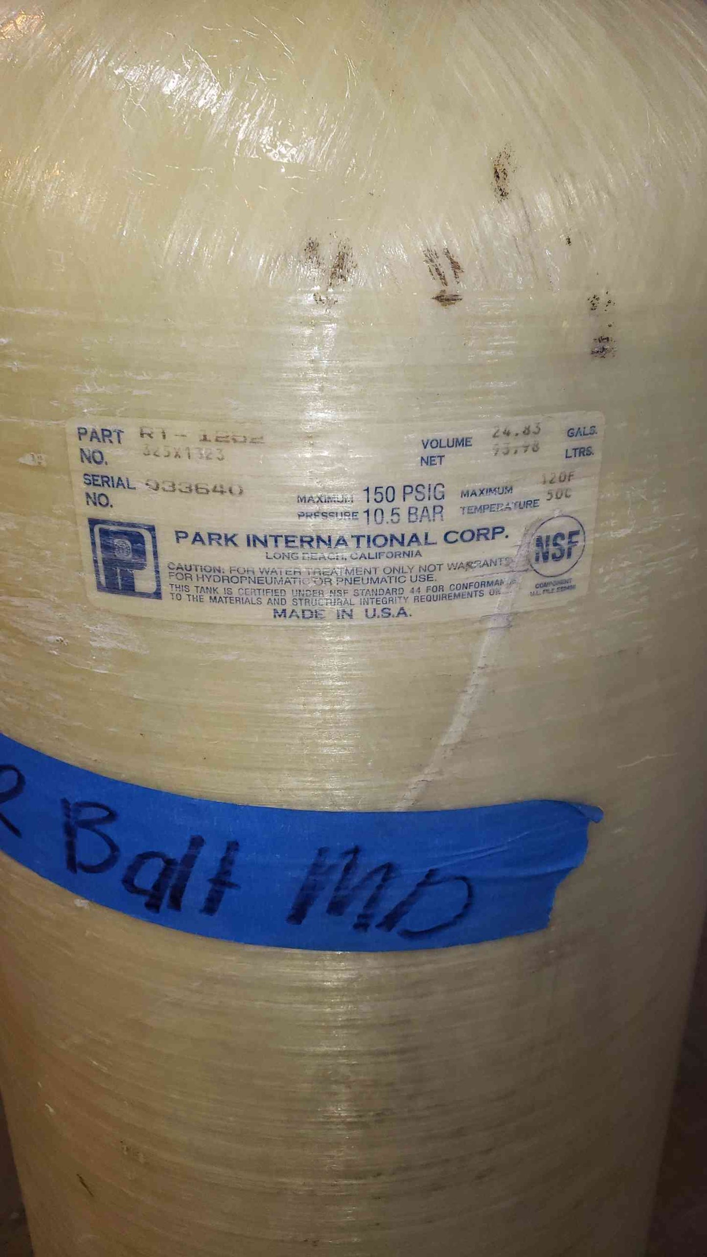 Park Int Water Softener Filter Cylinder RT-1252 (SKU: 2071AA)(2071AA)