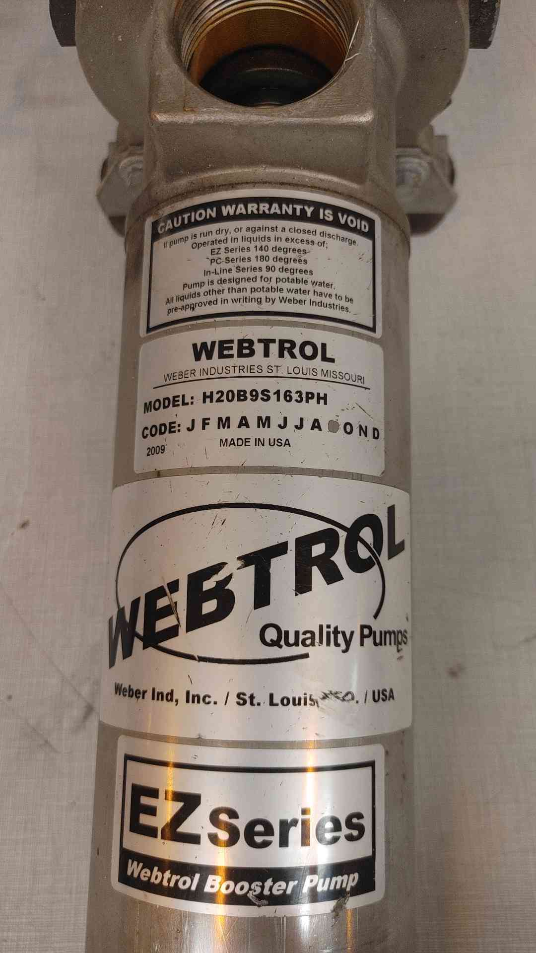 Webtrol Pump Ez Series Booster Pump H20B9 S163PH (1653AA)(1653AA)