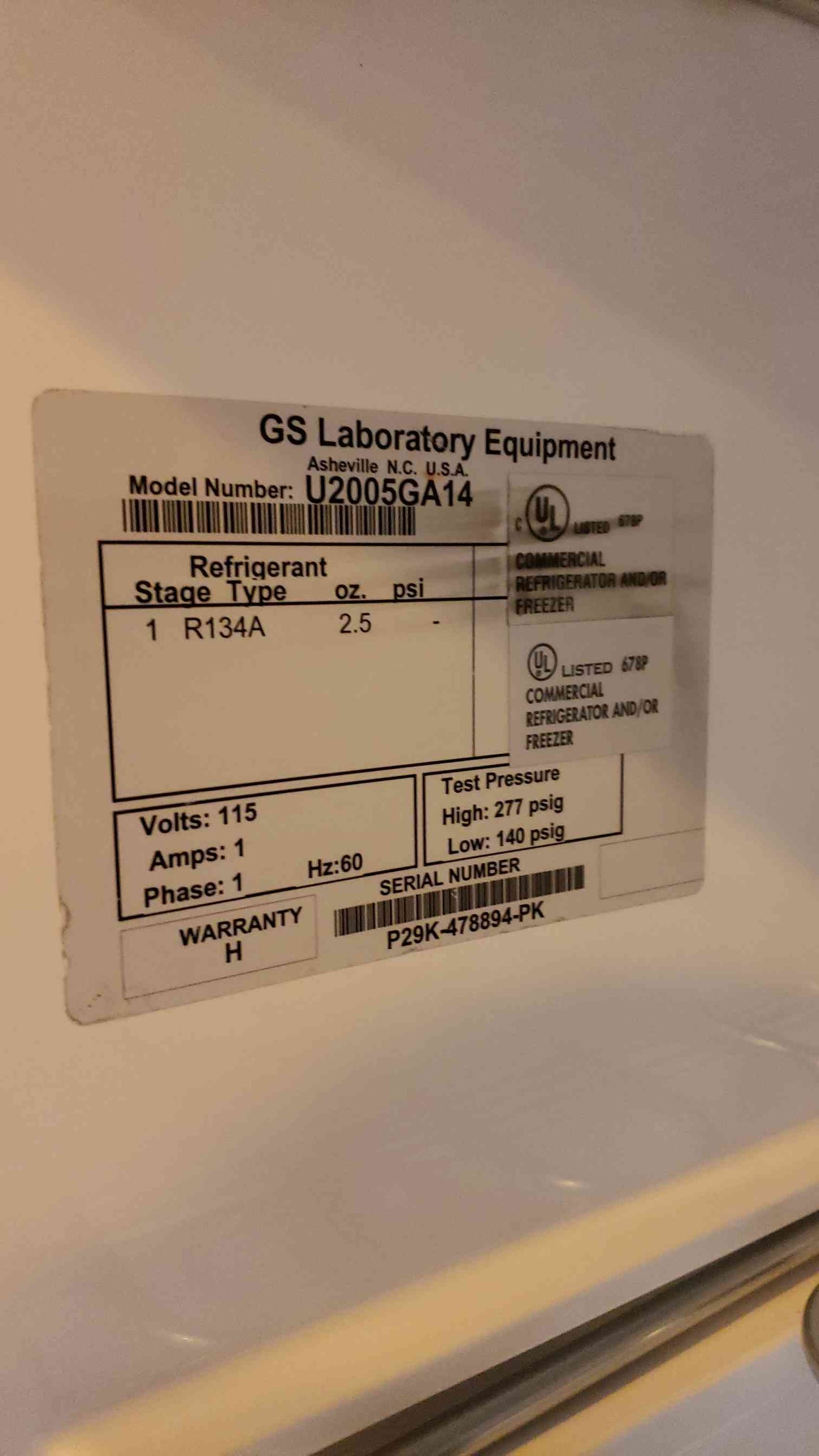 GS Lab Commercial Undercounter Freezer U2005GA14 (SKU: 4607AA)(4607AA)