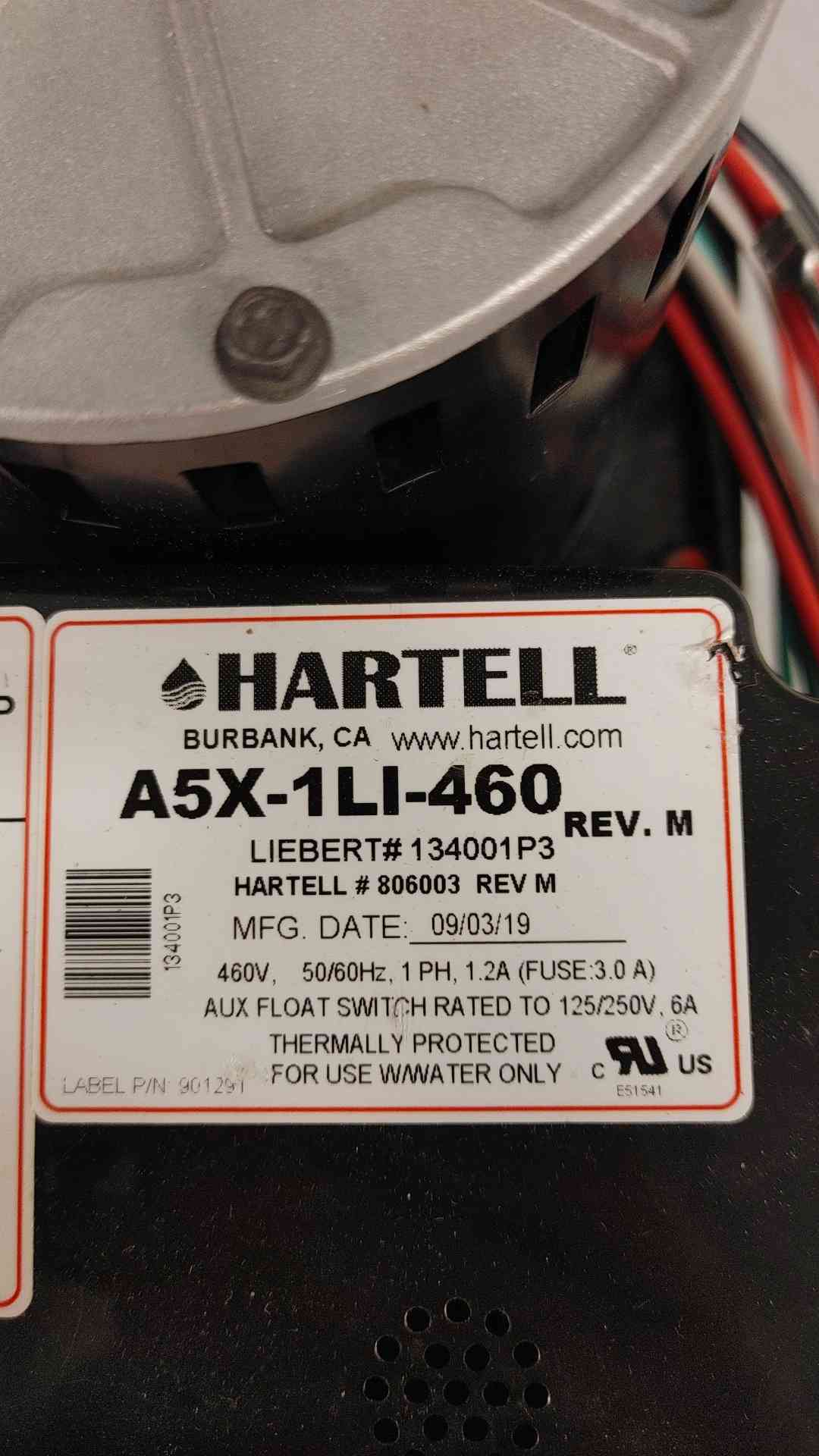 Liebert Plenum Condensate Pump 460V 1PH 1.2A A5X-1LI(103495)