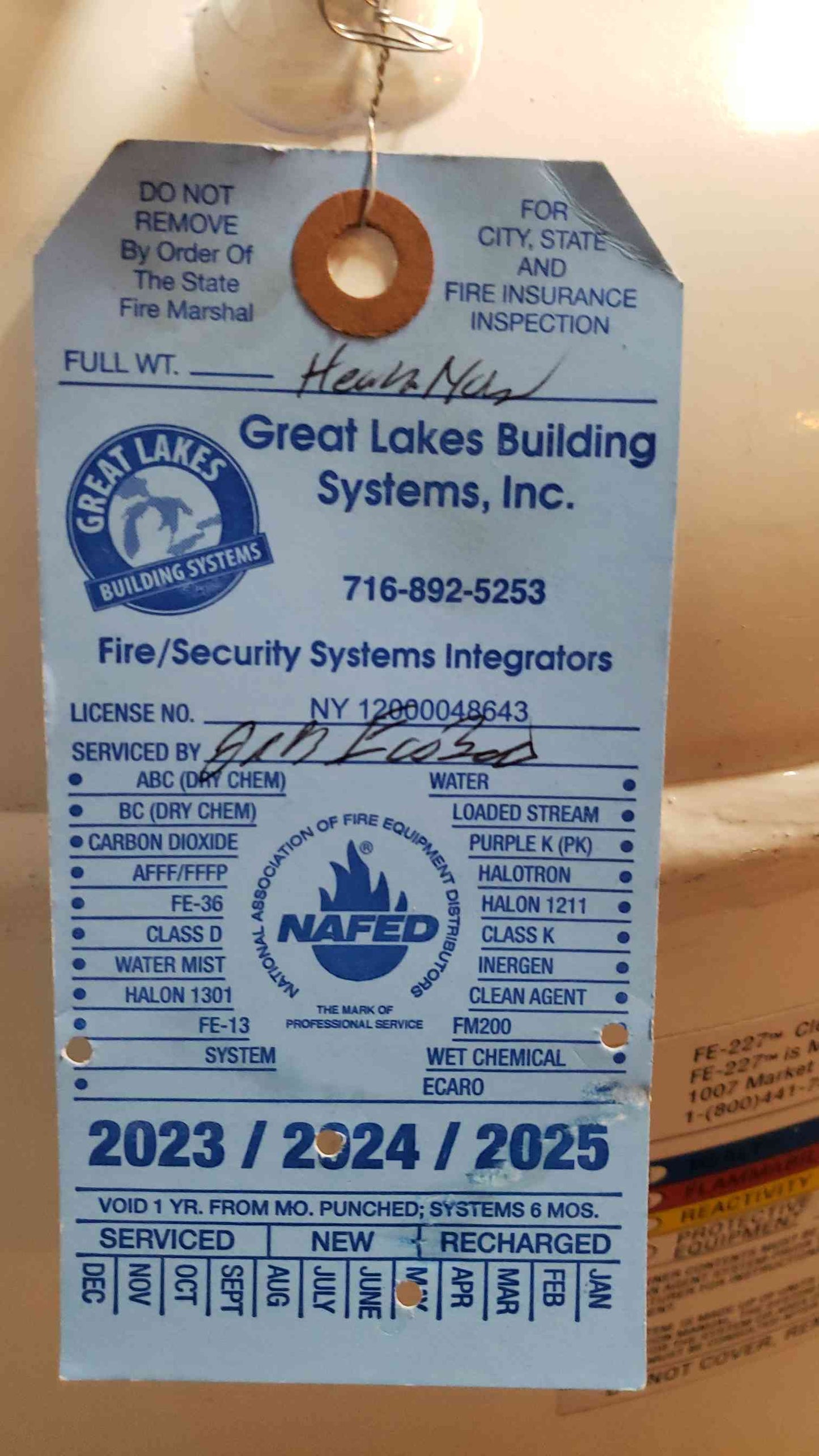 624 LBS Fike HFC-227 FM-200 Fire Suppression Tank(103553)