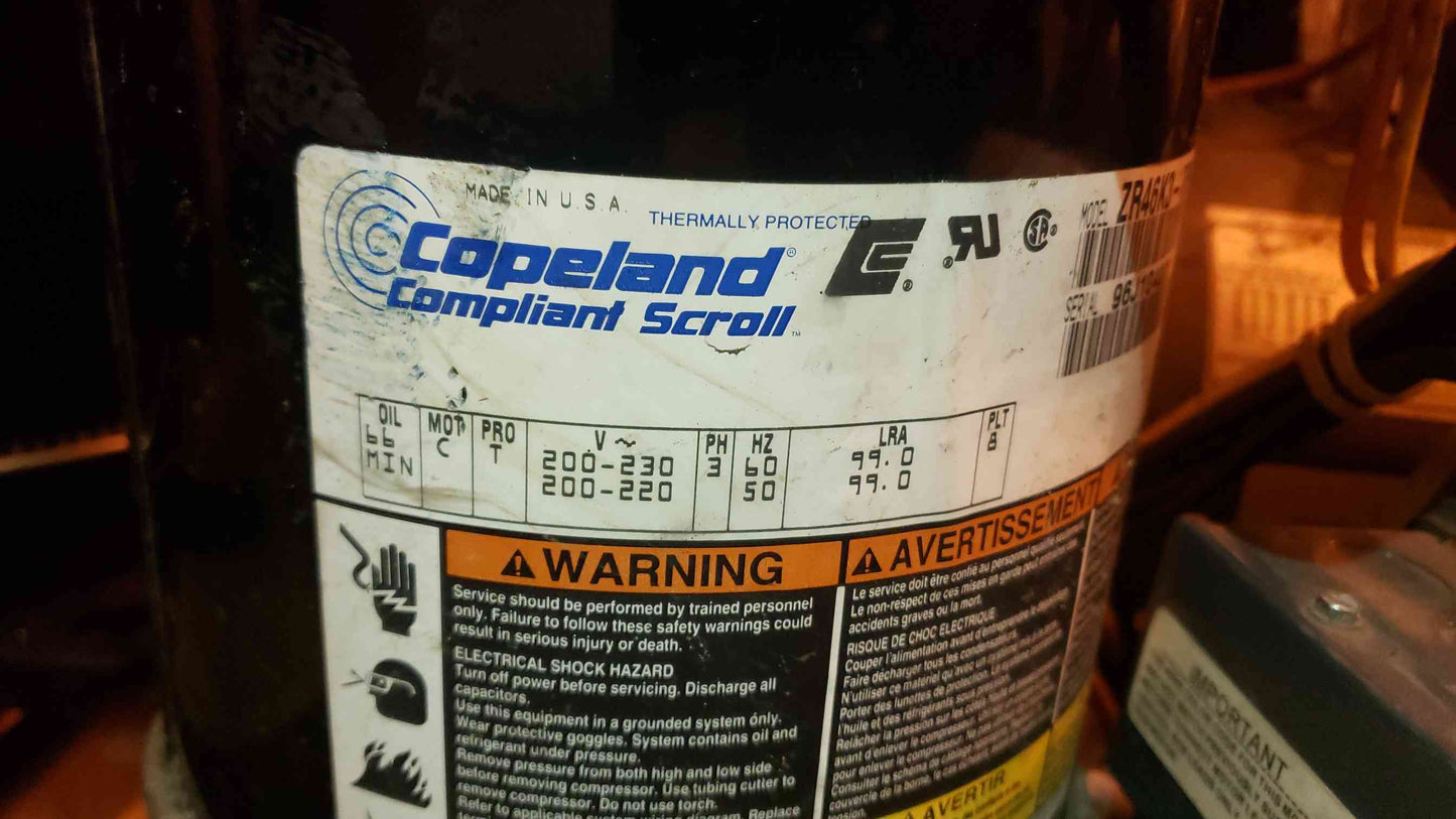 Copeland Scroll Compressor ZR46K3ETF5230 (SKU: S6LLST4689)(S6LLST4689)
