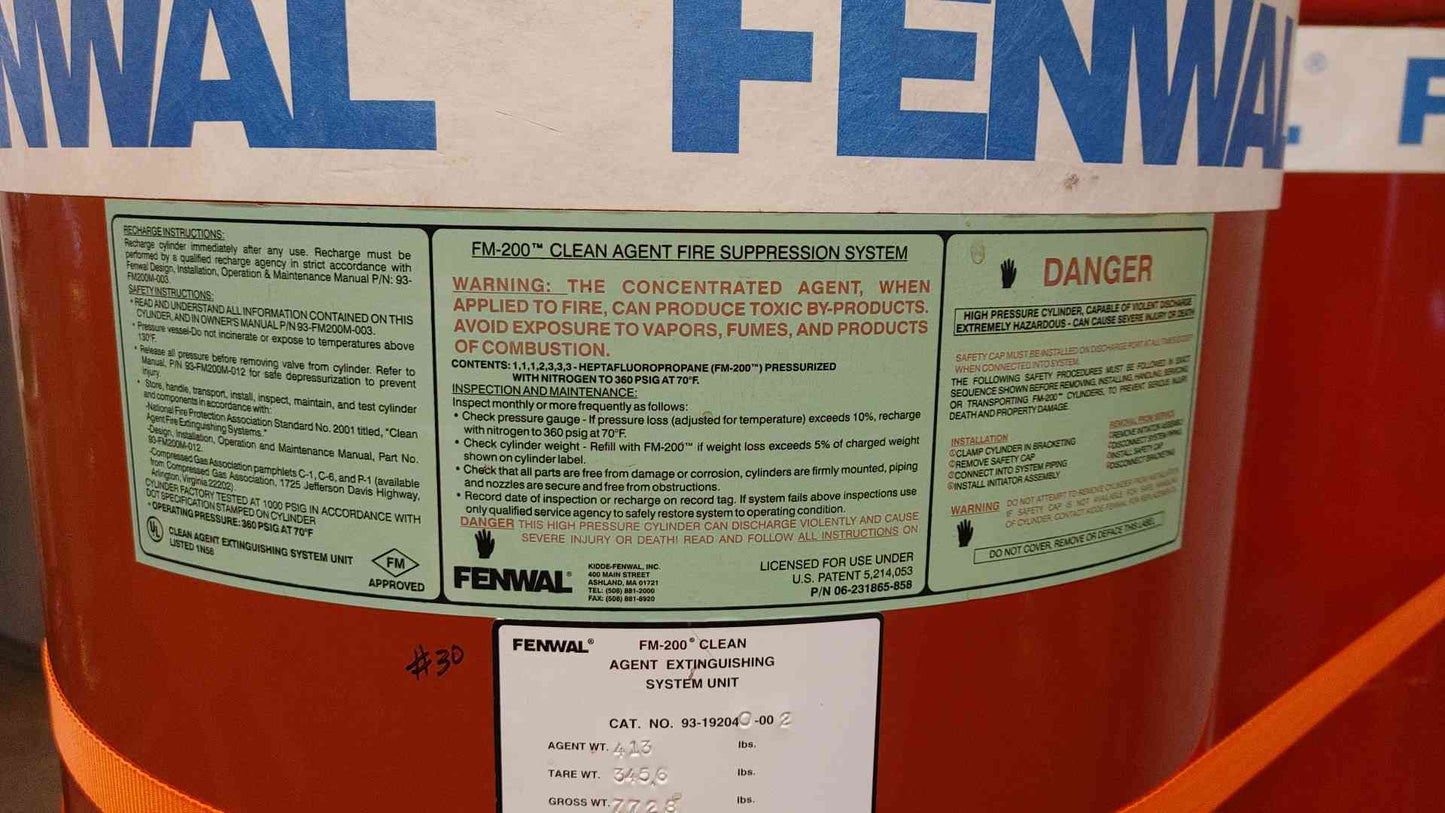 Fenwal Fire Suppression System 413 Lbs FM-200 Agent(103934)