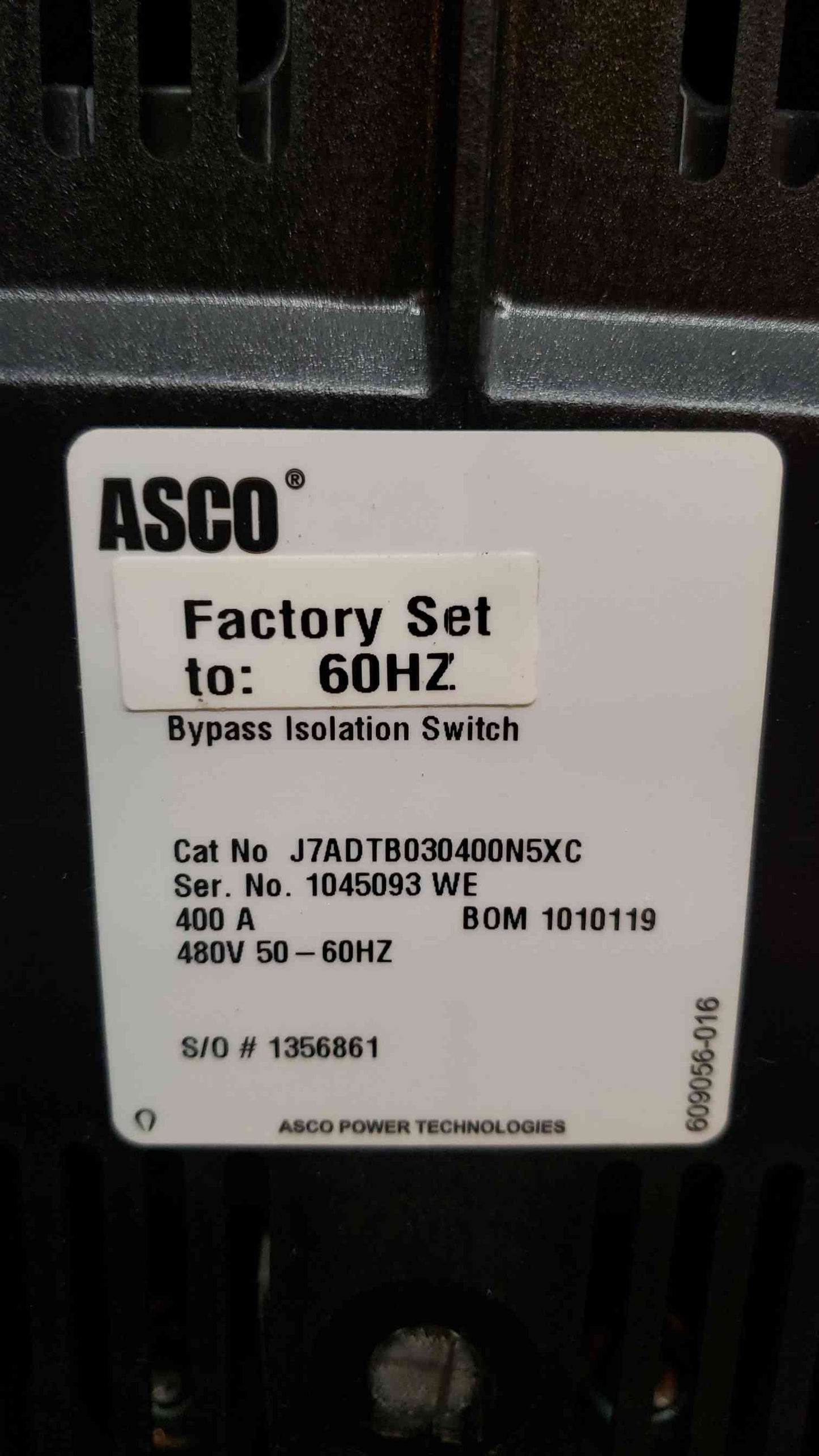 ASCO 7000 Series 400A 3PH Power Transfer Switch ATS(104129)