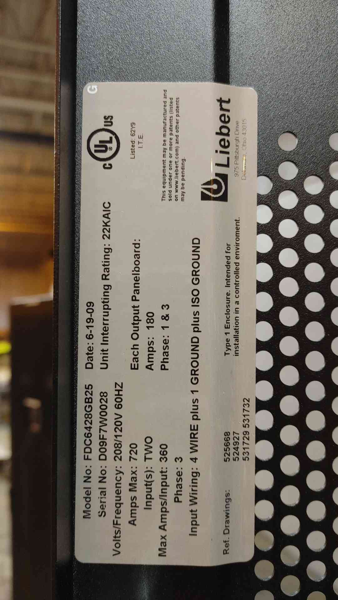 Vertiv Emerson FDC RPP 208/120V 720A 3PH 5W FDC6428GB25(104514)