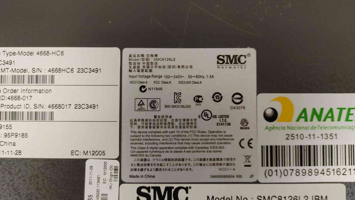*Pickup Only* SMC Network Switch 100-240V 1.5A SMC8126L2 IBM(104696)