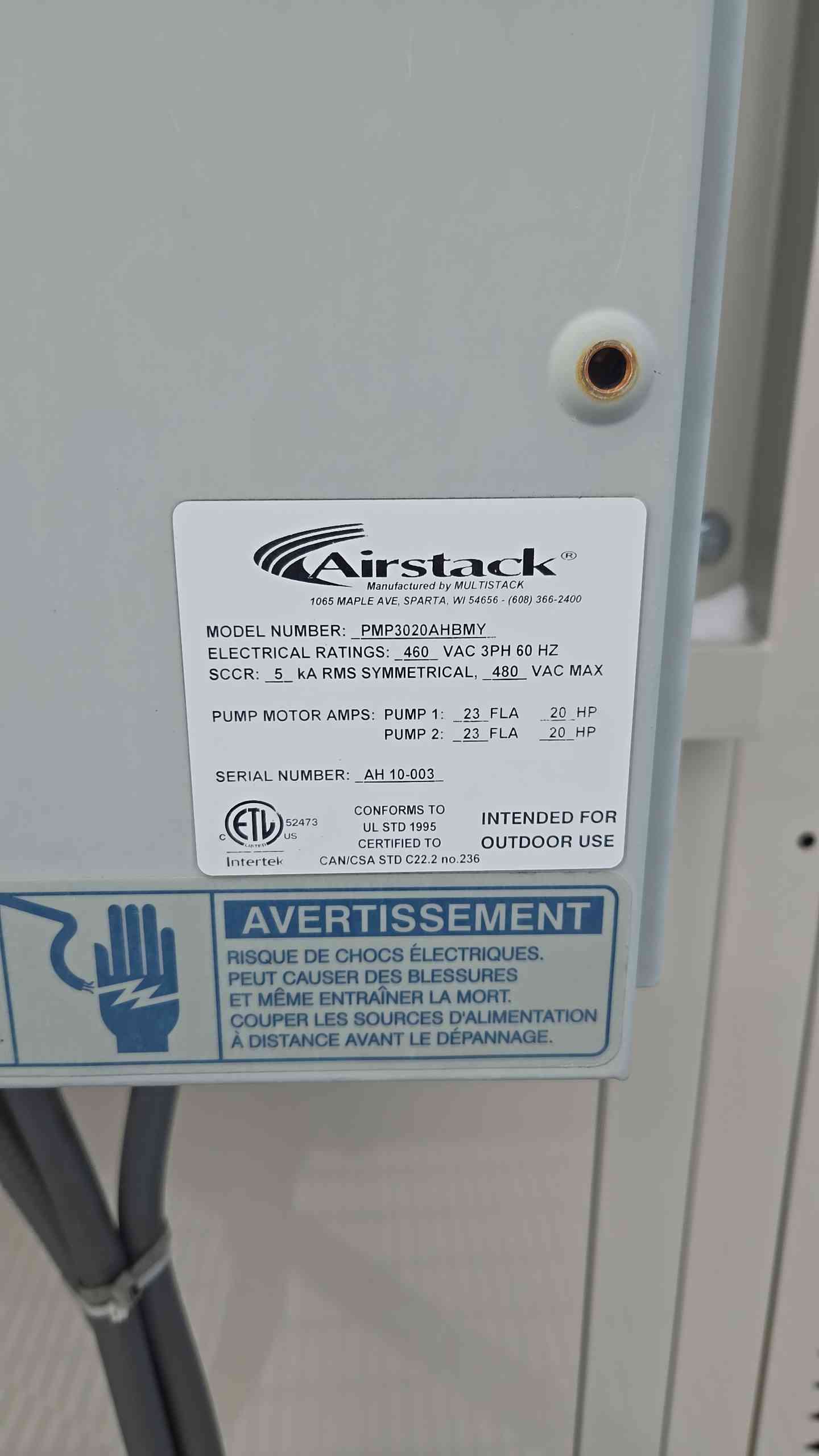 150 Ton AirStack Modular ASP Air Chiller 460Vac 3Ph by MutliStack