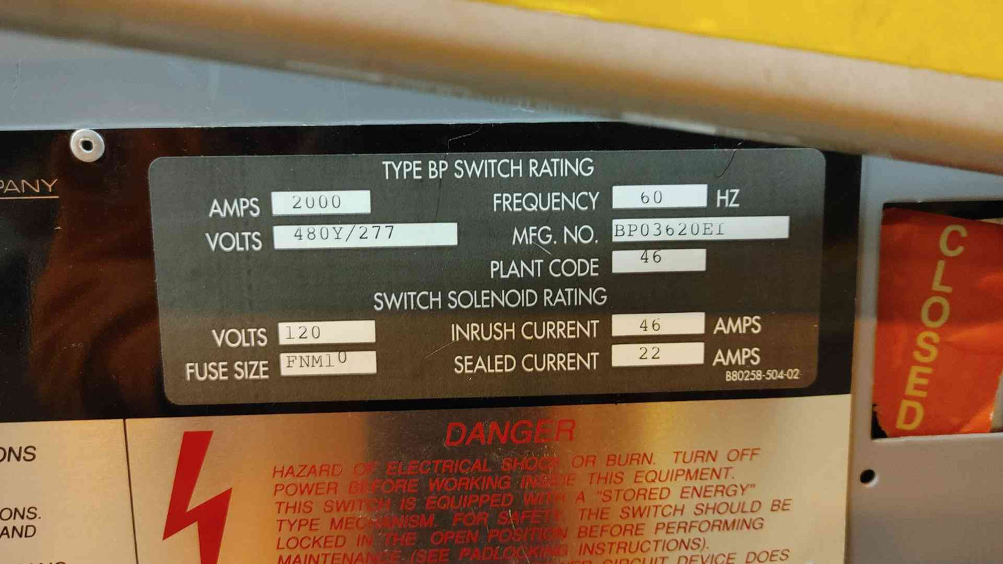 Square D Power Style QED 2000A Main 480Y/277V 3PH 4W BP Switch & Meter