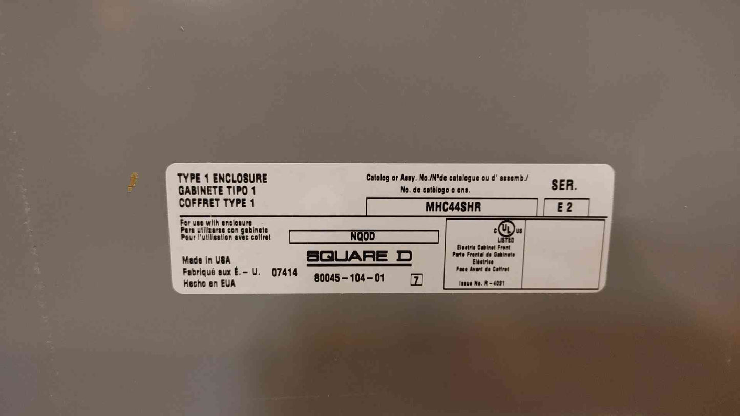 Square D NQOD Breaker Panelboard 100A 3PH 4W 208Y/120VAC 12241127970120001 w/ Main