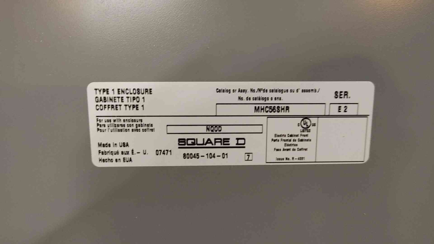 Square D NQOD Breaker Panelboard 100A 3PH 4W 208Y/120VAC with Main