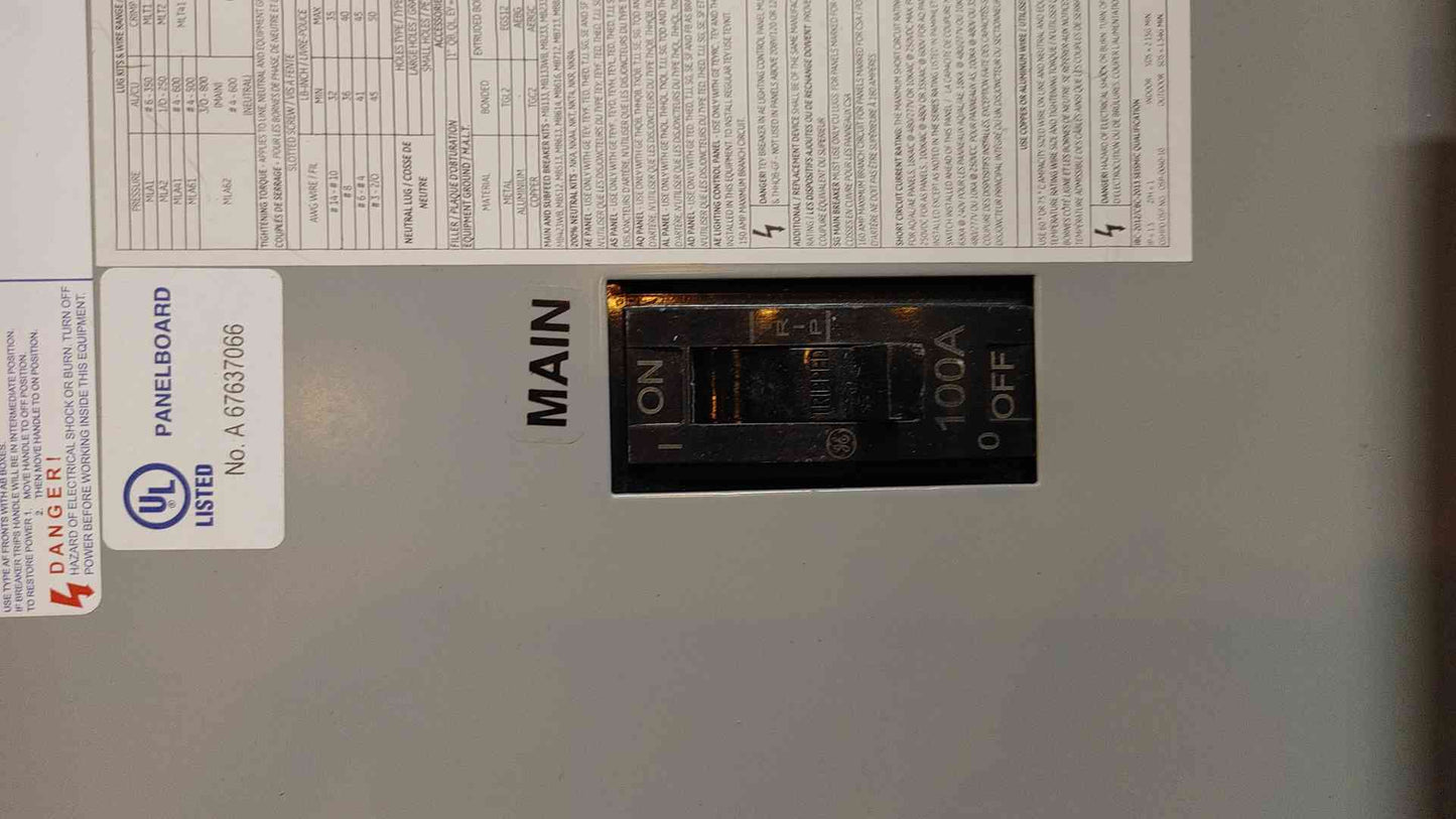 GE A Series 2 Panelboard 225A 208Y/120V 3PH 4W AXB7 w/ Main