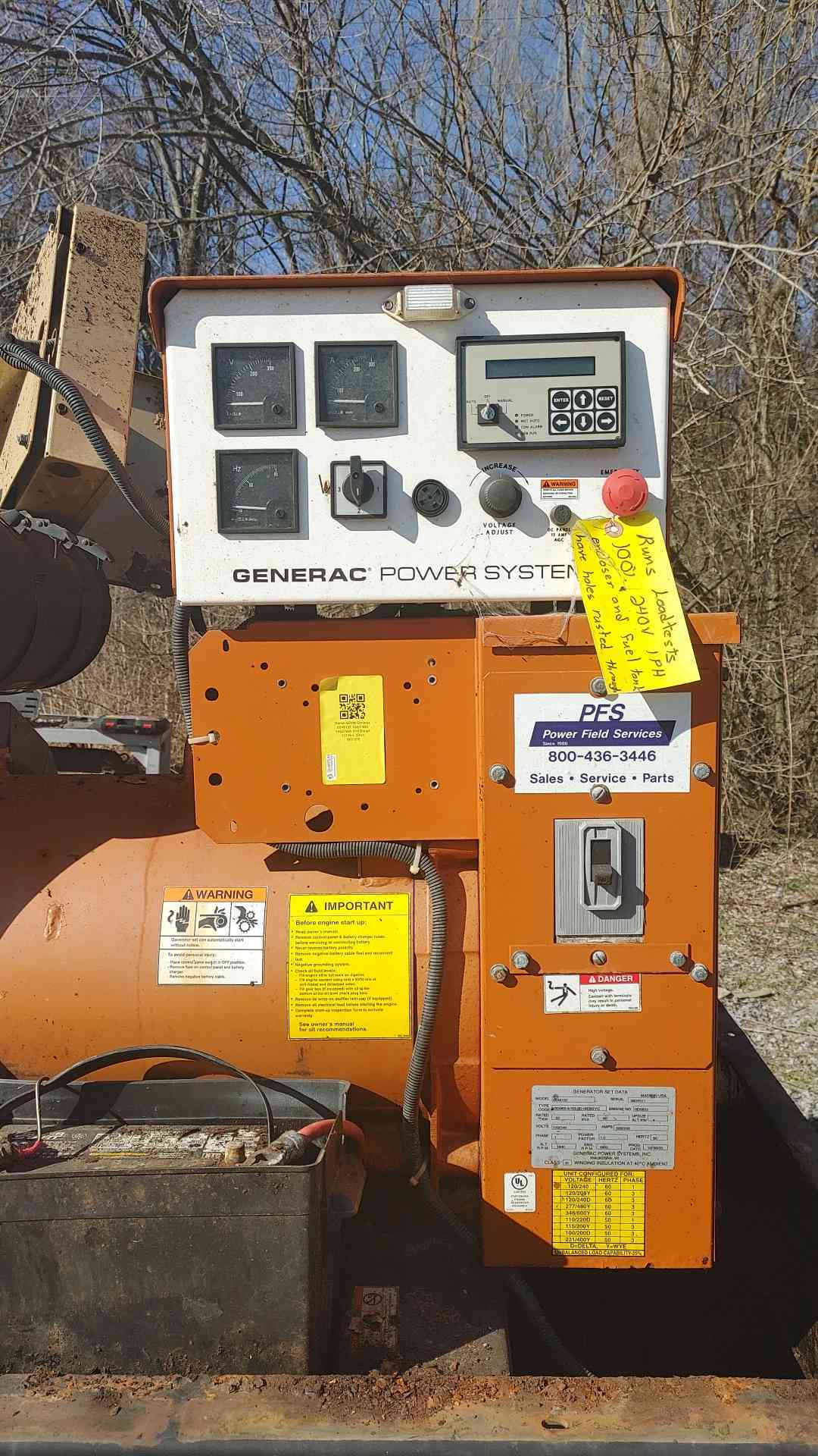 60KW Generac Mitsubishi 3.9L Diesel Generator 1PH 123 Hrs LOAD TESTED