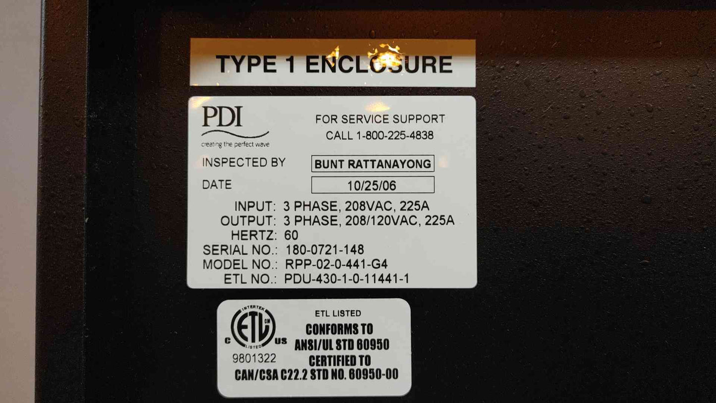 225A PDI RPP 208/208v with Branch Circuit Monitoring BCM (107632)