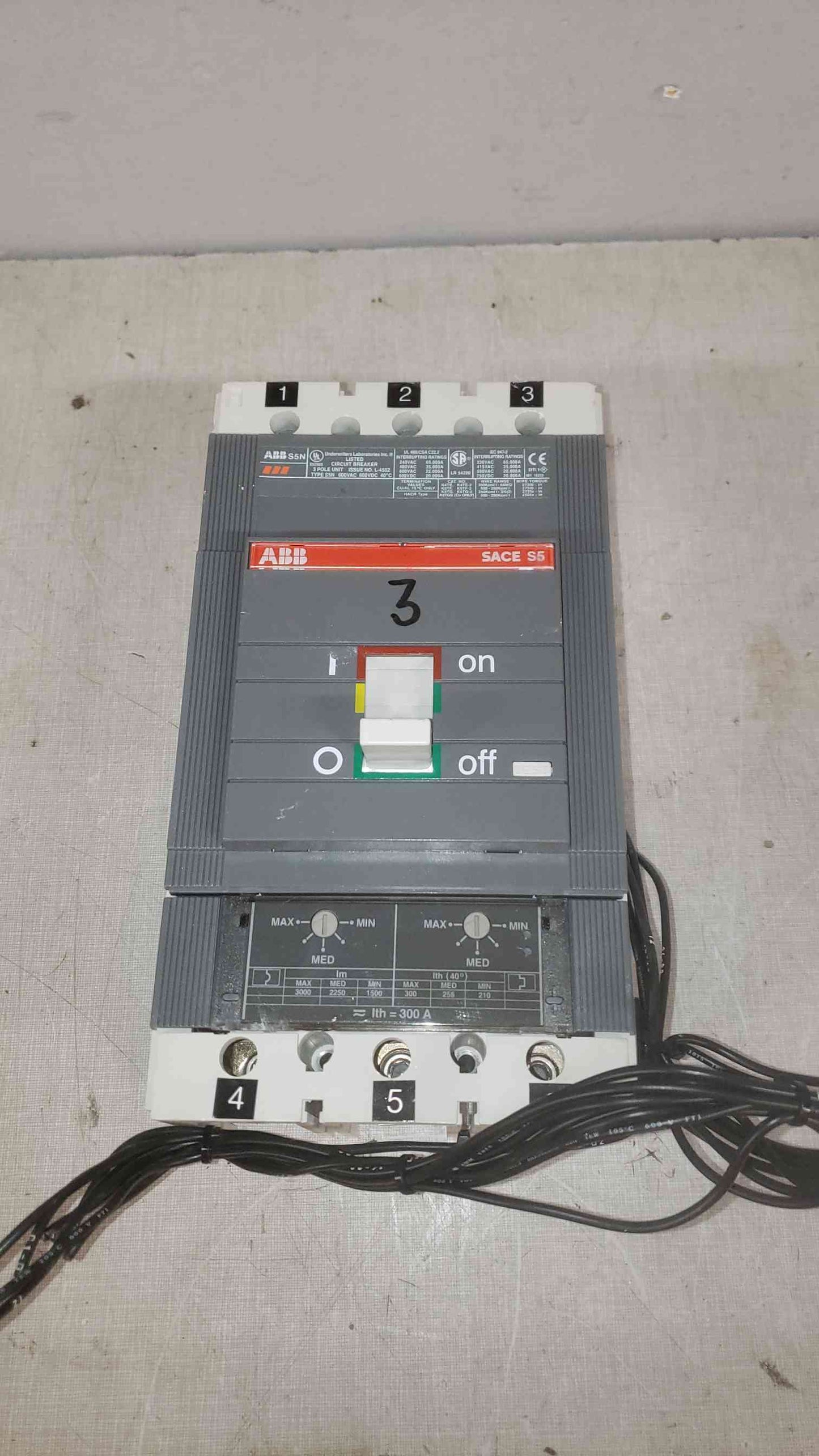 ABB SACE S5N 300A 600VAC 600VDC 3 Pole Breaker (SKU: 108415)