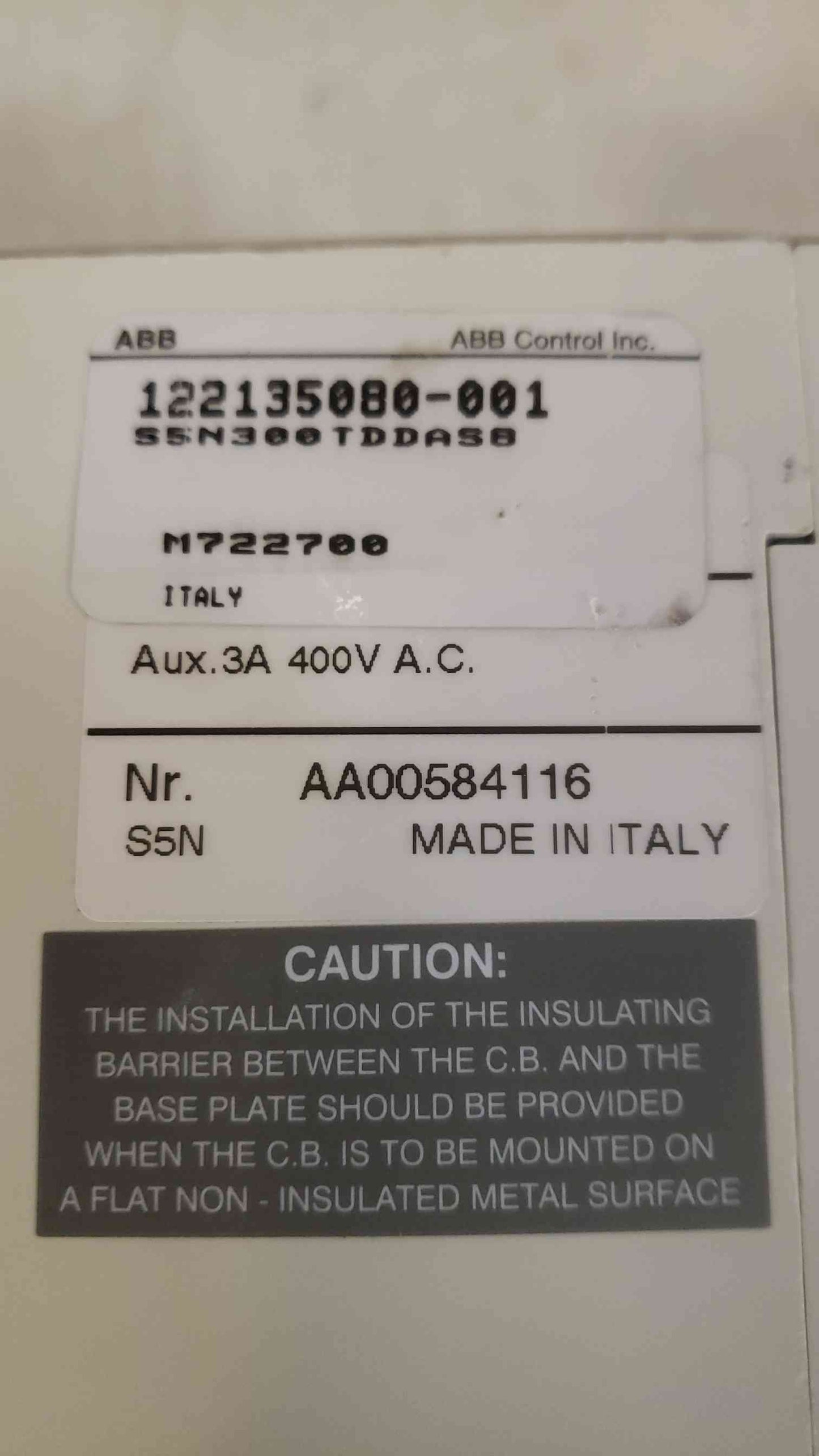 ABB SACE S5N 300A 600VAC 600VDC 3 Pole Breaker (SKU: 108415)