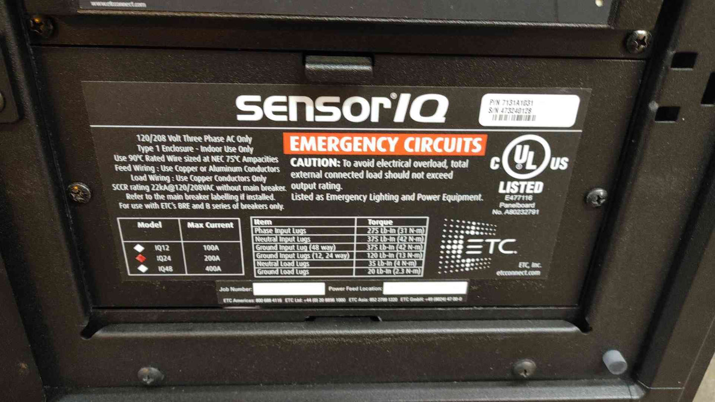 SensorIQ Emergency Circuit Lighting Panel Part # 7131A1031 (108857)