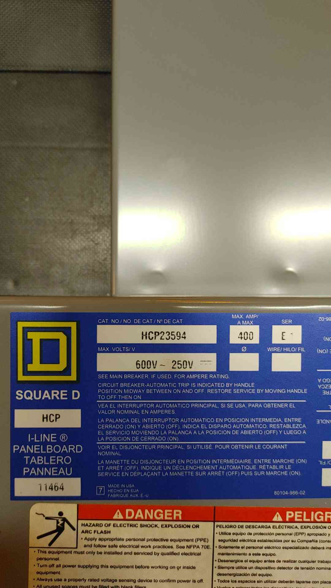 Square D I-Line Breaker Panelboard 400 Amp 600V 1x MG300 2x QD225 (108938)