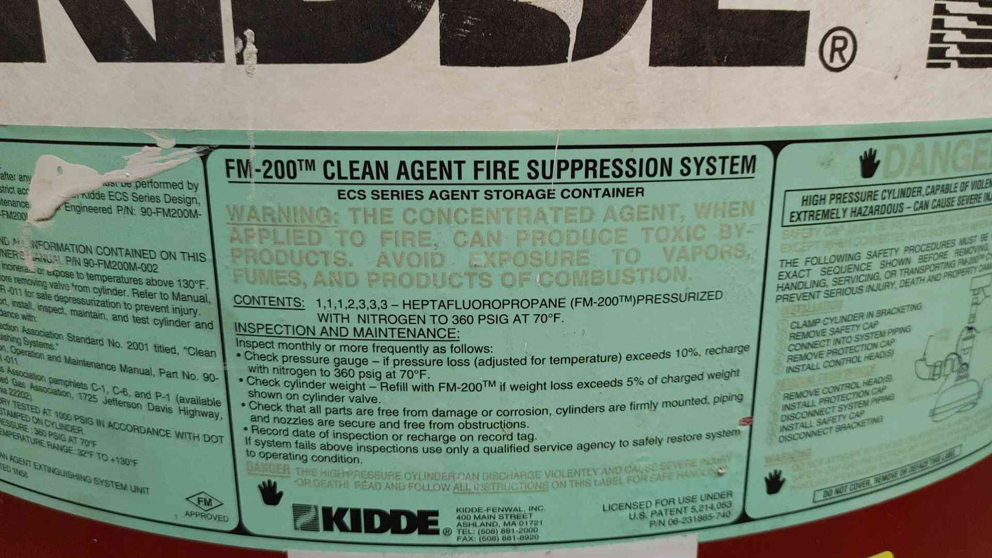 Empty Kidde Fire Suppression Cylinders (108946)