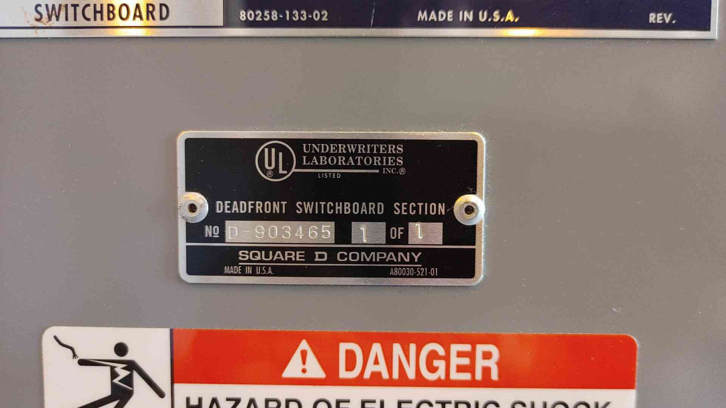 1200A QED Square D Power Style Switchboard 3PH 3W 480V 22 Installed Breakers (108562)