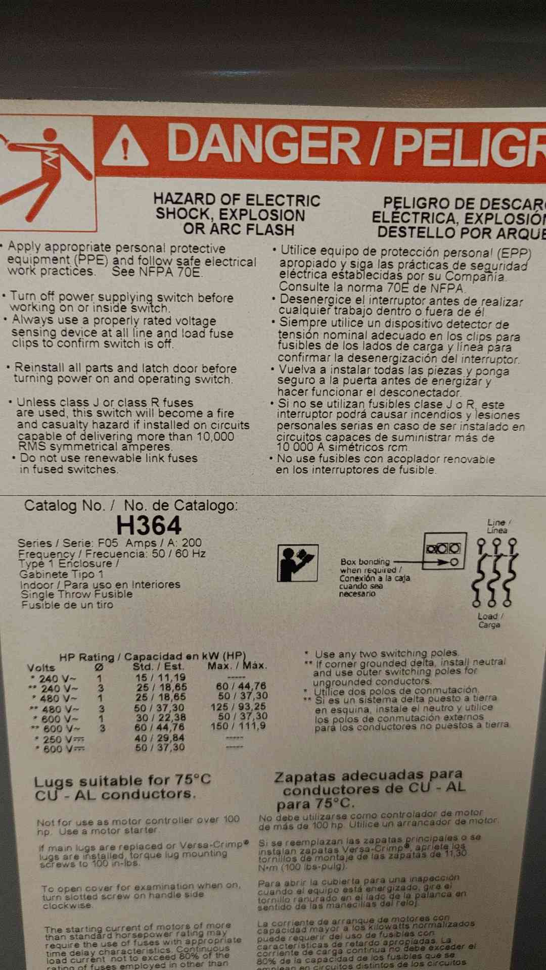 Square D Fused Safety Switch AL-40 200 Amp 240/480 V 3 Ph (109160)