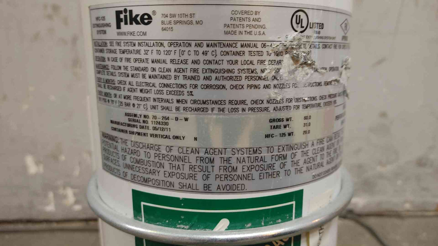 Fike 29 LBS Ecaro 25 Clean Agent Fire Suppression Cylinder HFC 125 70-264-D-W (109253)