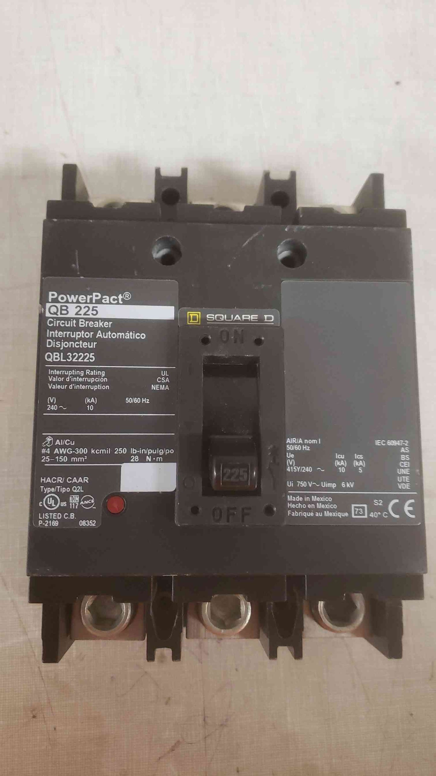 Square D 225A POWERPACT Circuit Breaker QBL32225 (109351)