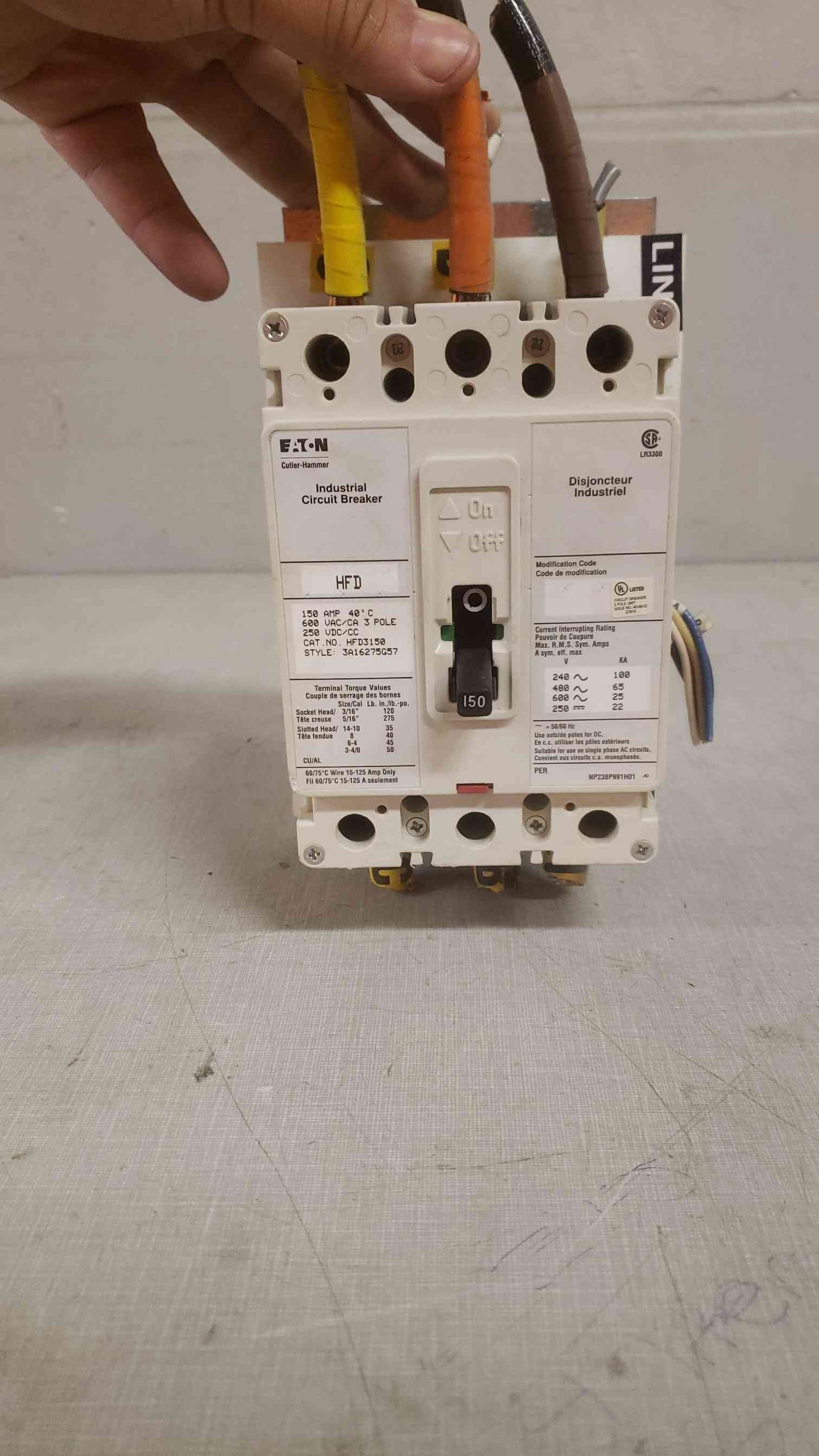 Eaton Industrial 150A 3 Pole Circuit Breaker HFD3150