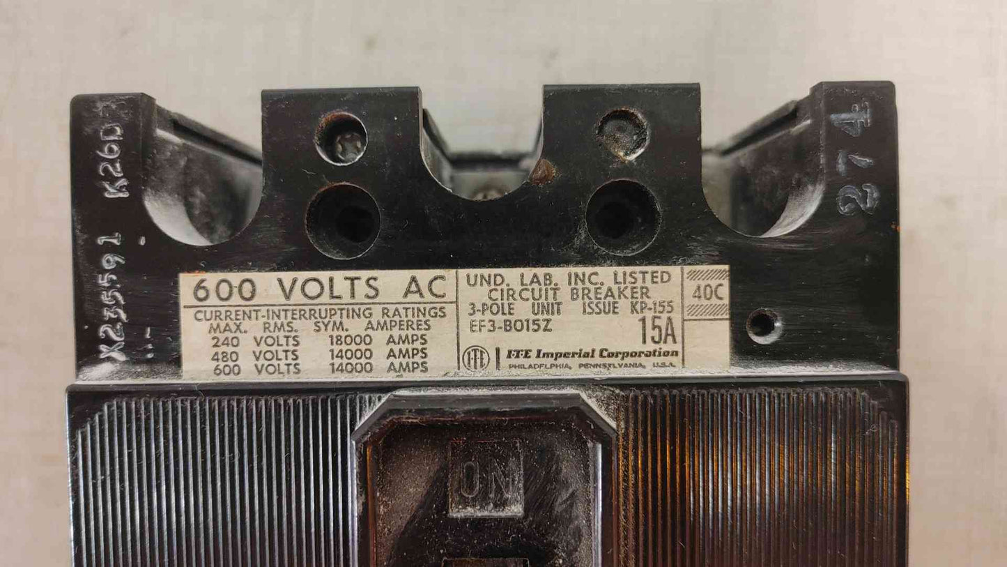 ITE Imperial EF3-B015Z 15 Amp 3 Pole Circuit Breaker (109402)