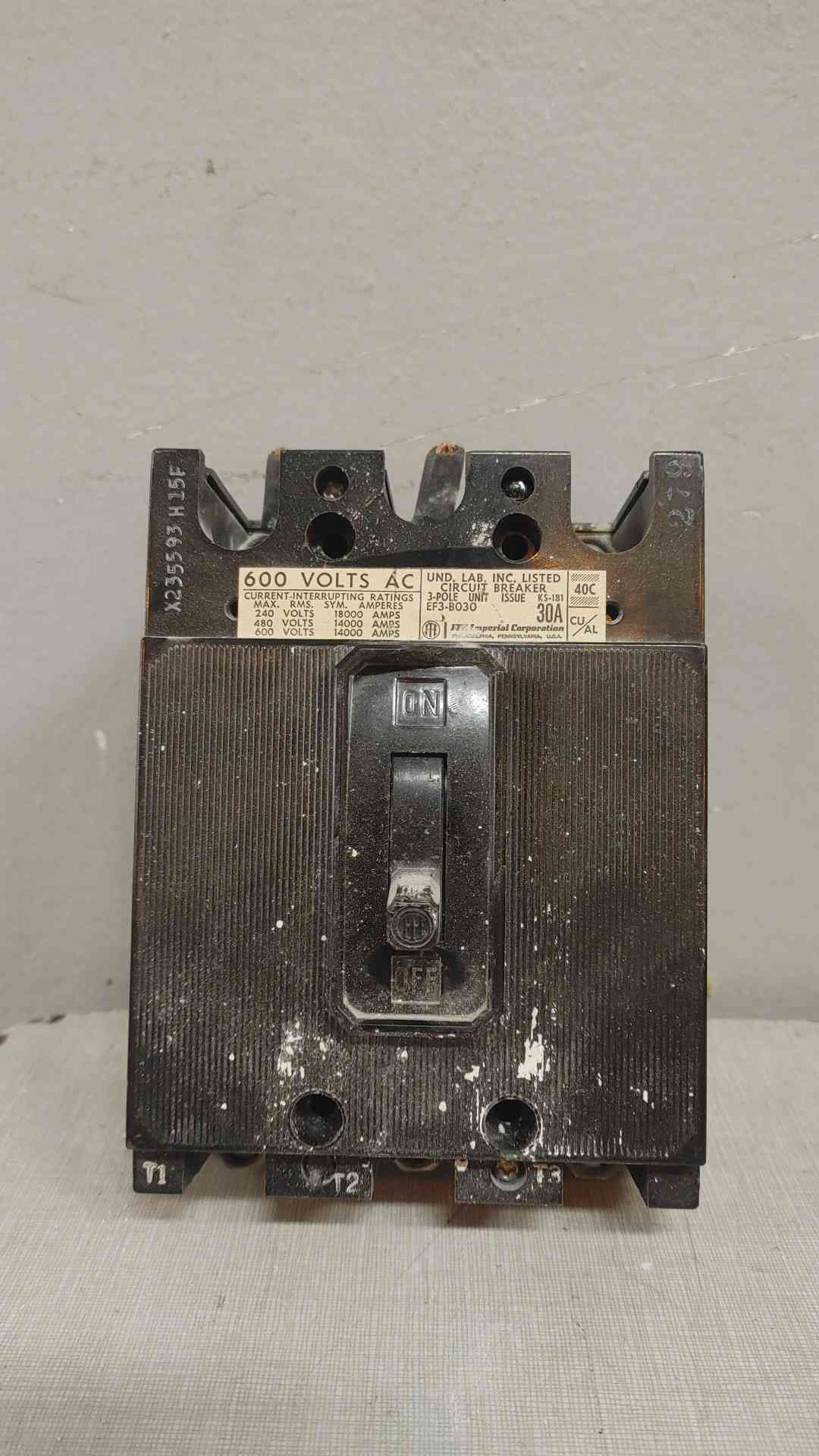 ITE Imperial EF3-B030 30 Amp 3 Pole Circuit Breaker (109412)