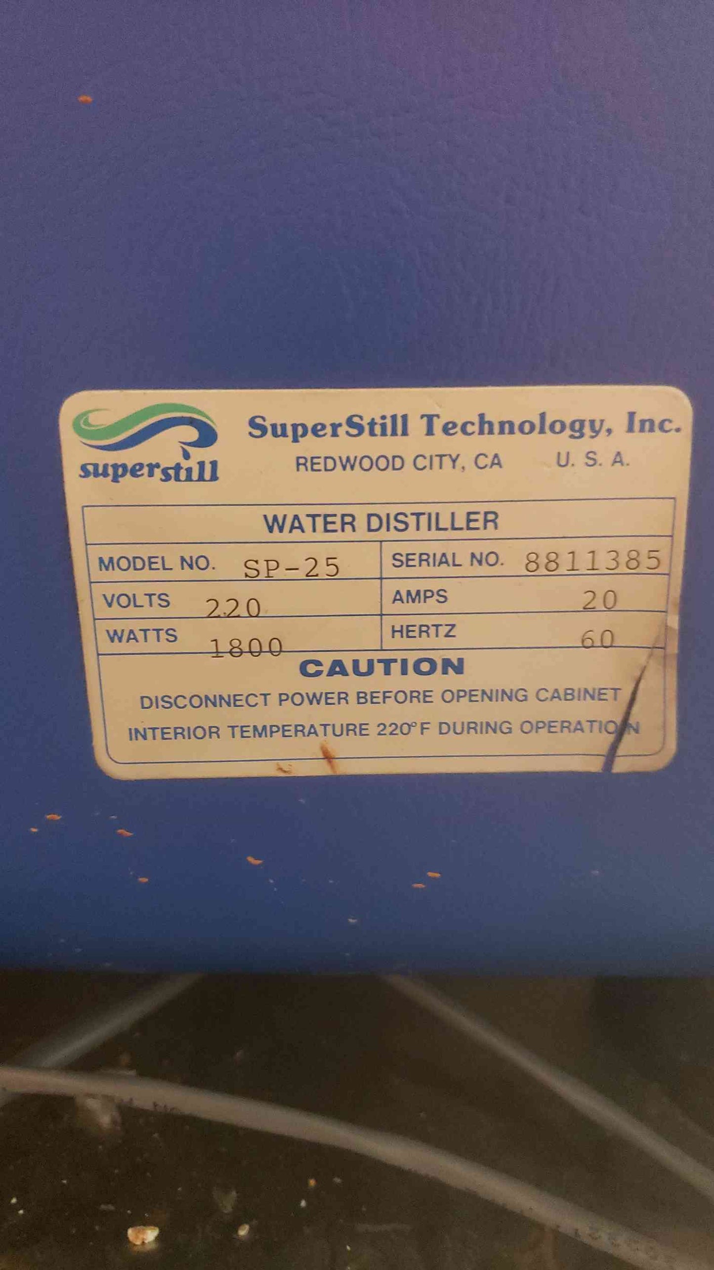 SuperStill 220V 20A 1800W Water Distiller SP-25 (SKU: 109371)