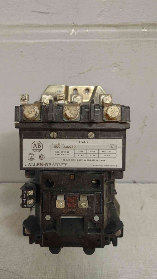Allen Bradley 500-DOD930 Size 3 Contractor 90 Amp 460-575 V 3 Pole (109385)