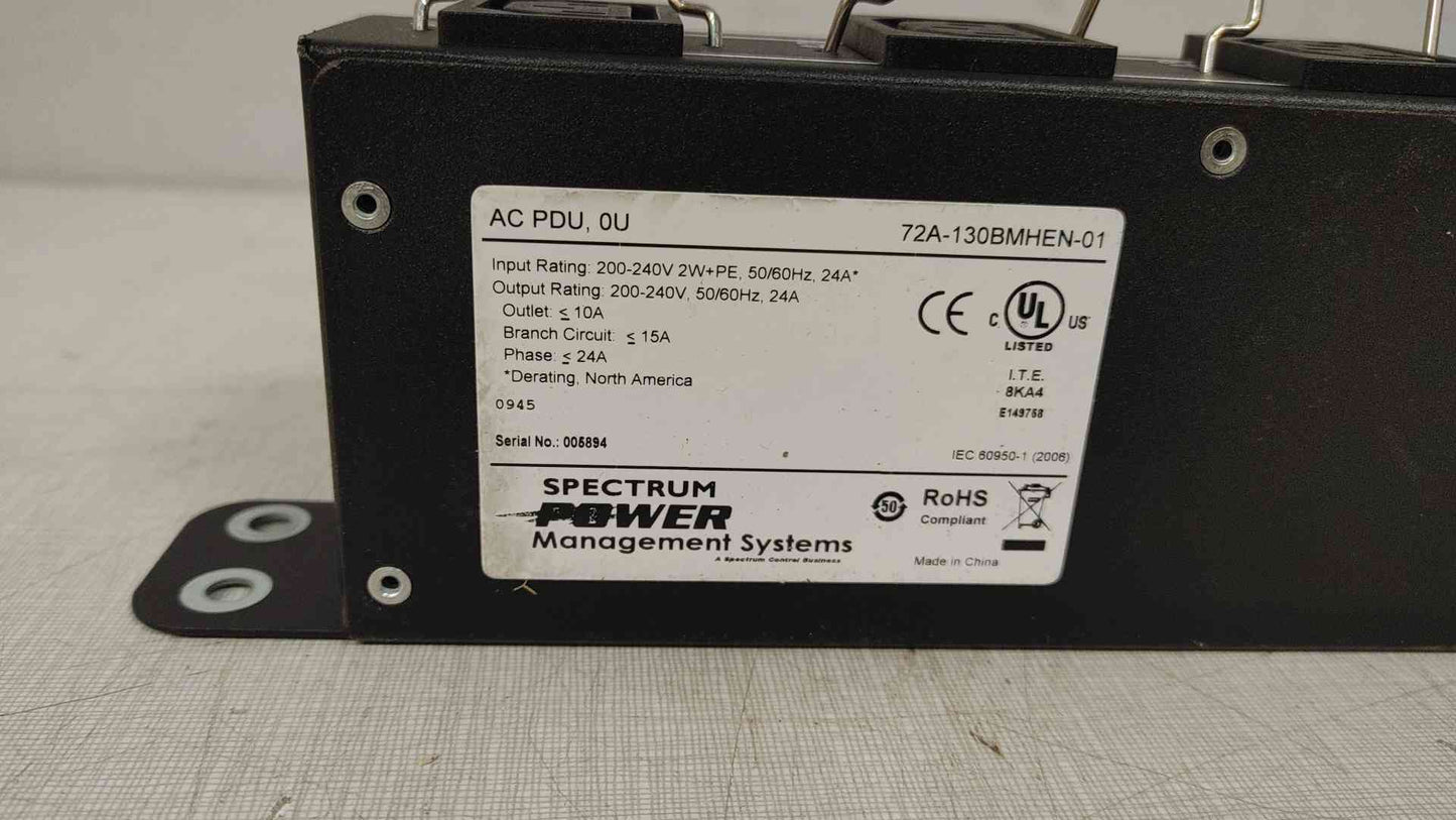 High-Capacity 0U Rack Mount PDU - Spectrum Power Management Systems 72A-130BMHEN-01