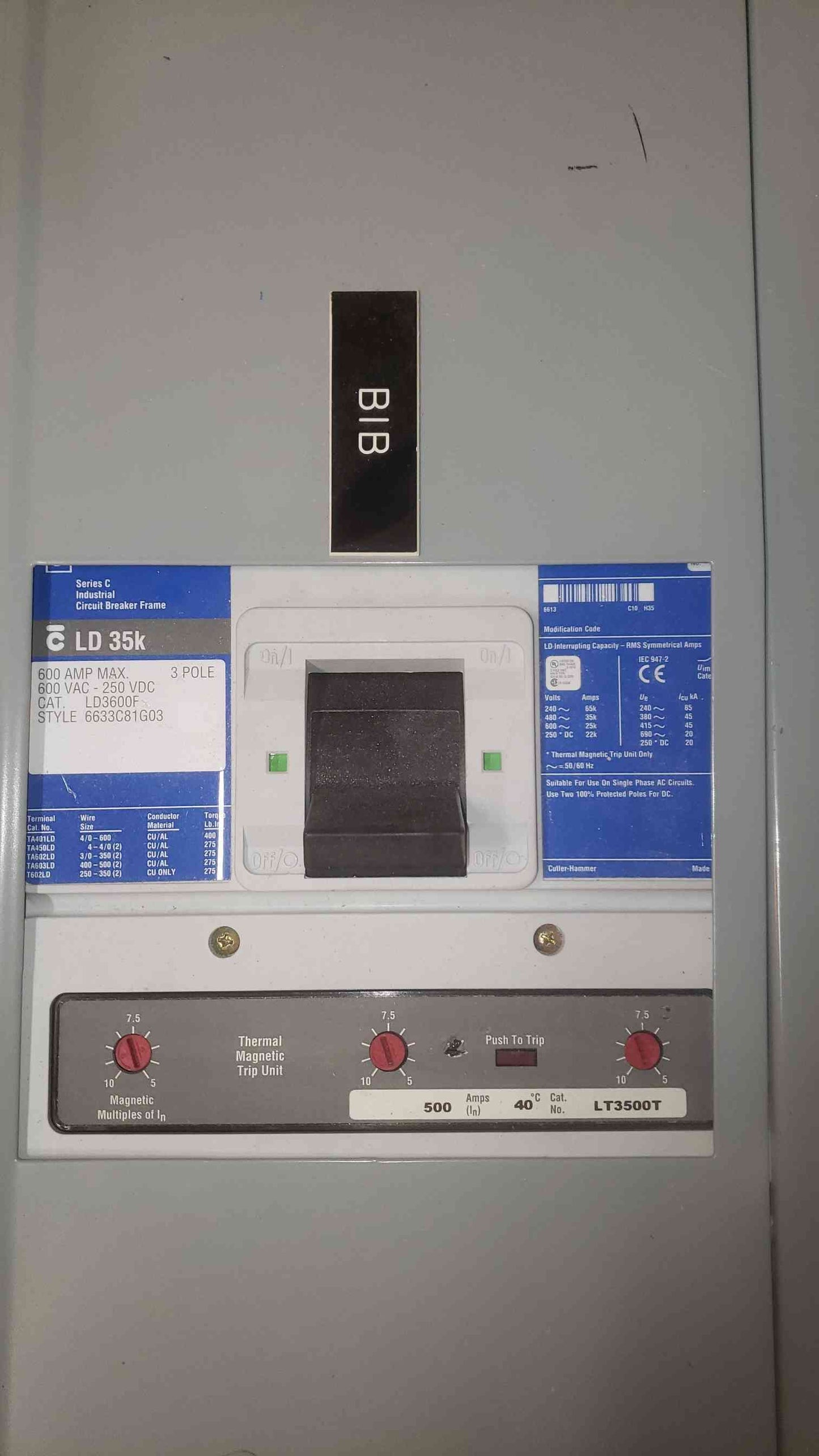 Cutler-Hammer 600A 480Y/277V Panelboard PRL-4B (SKU: 109562)