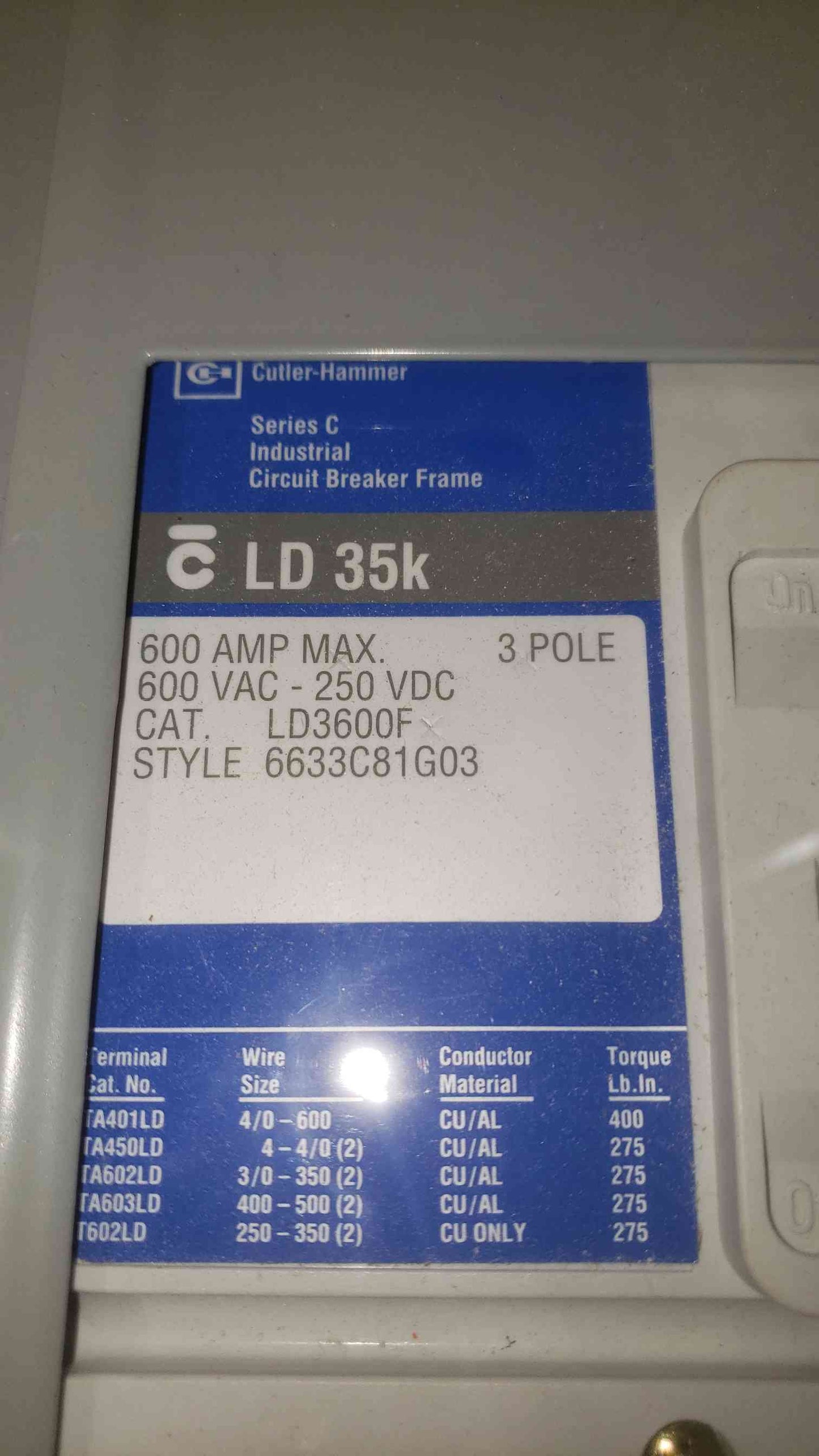 Cutler-Hammer 600A 480Y/277V Panelboard PRL-4B (SKU: 109562)