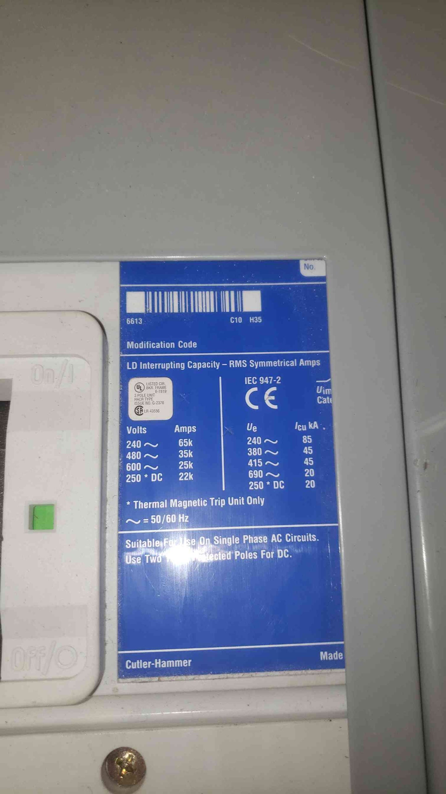 Cutler-Hammer 600A 480Y/277V Panelboard PRL-4B (SKU: 109562)