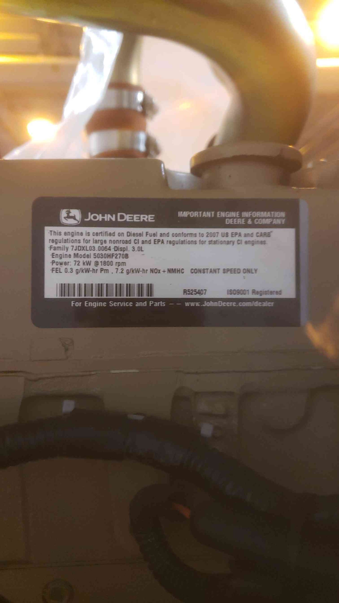 60KW Generac John Deere 5030 1PH Diesel Generator 435 Hrs. TESTED (SKU: 109682)