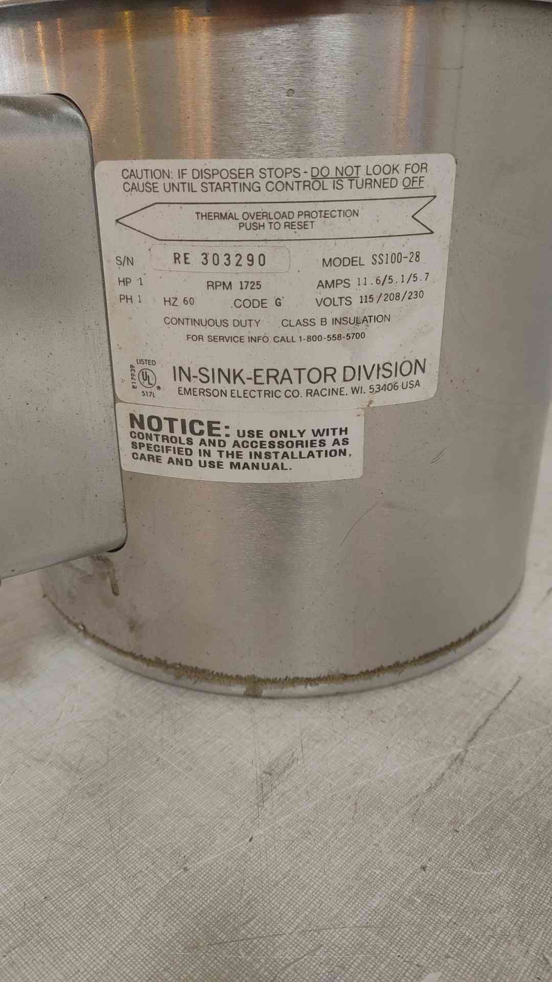 ISE Food Disposer SS100-28 (SKU:110068)