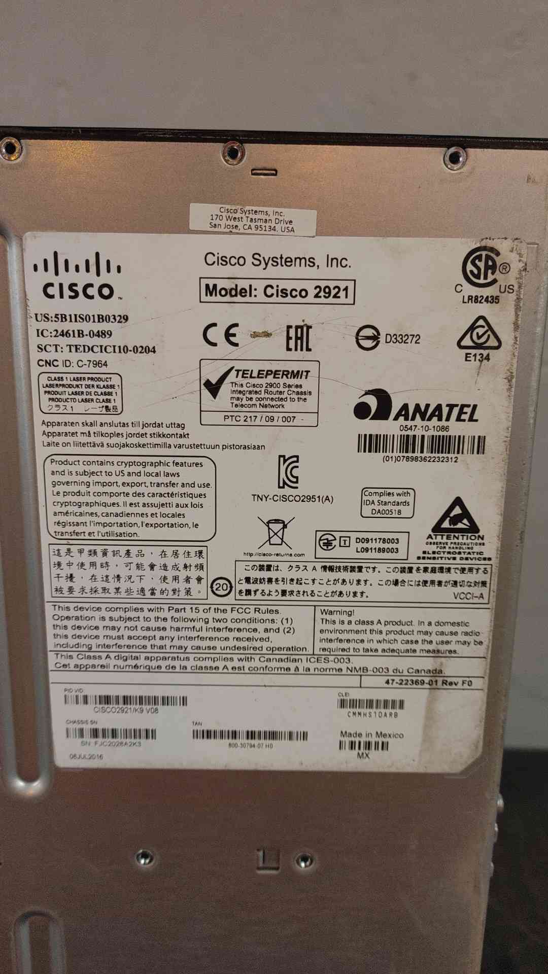 Cisco 2921 Integrated Service Router (SKU: 110145)