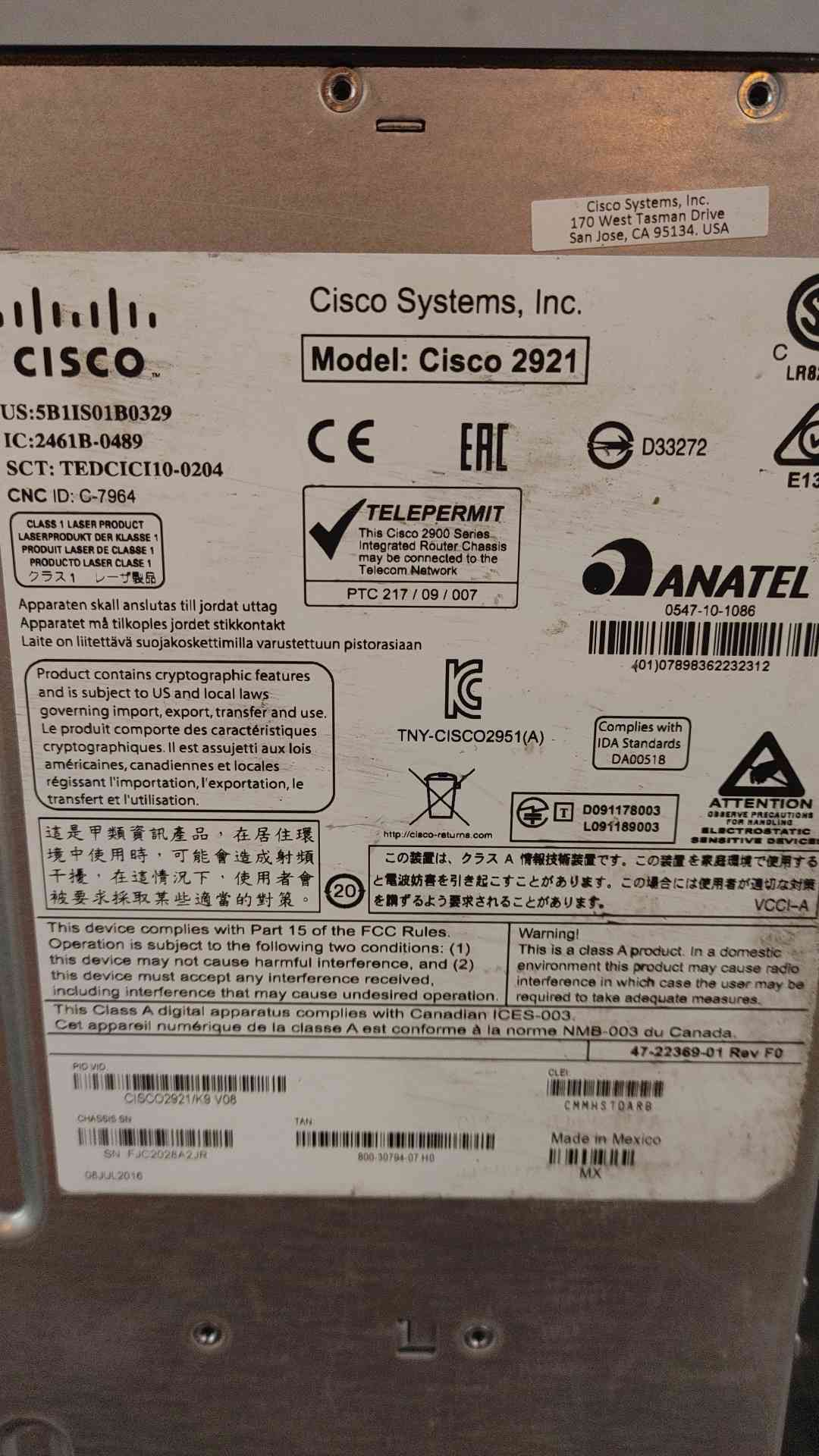 Cisco 2921 Integrated Service Router (SKU: 110145)