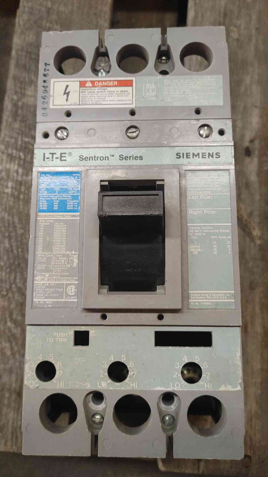 ITE Sentron Series Siemens FD63F250 250A 3POLE 600V (SKU: 110252)