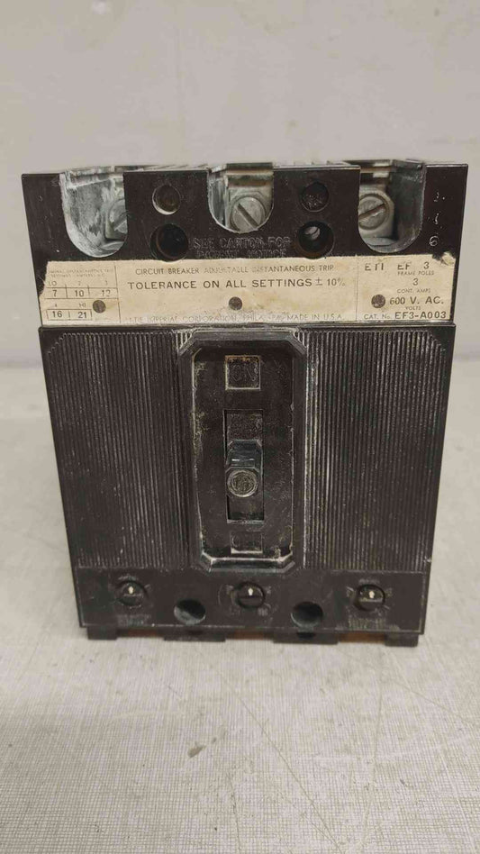 ITE Imperial Corporation Circuit Breaker 3A 3POLES 600V (SKU: 110227)