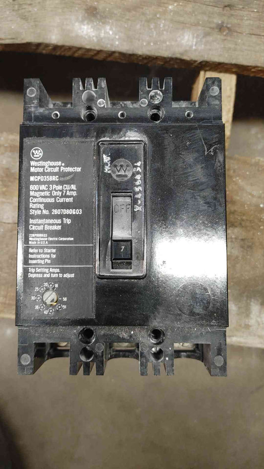 Westinghouse Motor Circuit Breaker Protector MCP0358RC 7A 3POLES 600V (SKU: 110237)