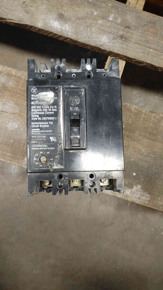 WESTINGHOUSE MOTOR CIRCUIT Breaker PROTECTOR 50A 3 POLE 600V (SKU: 110223)