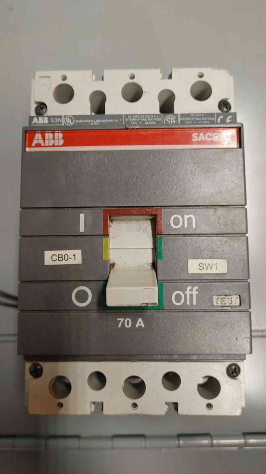 ABB SACE S3 Circuit Breaker Protector 70A 3POLES 600V (SKU: 110246)
