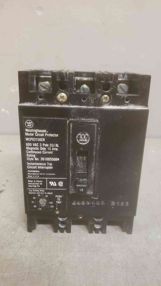 Westinghouse 15A 600VAC 3 Pole Breaker MCP03150CR (SKU: 110202)