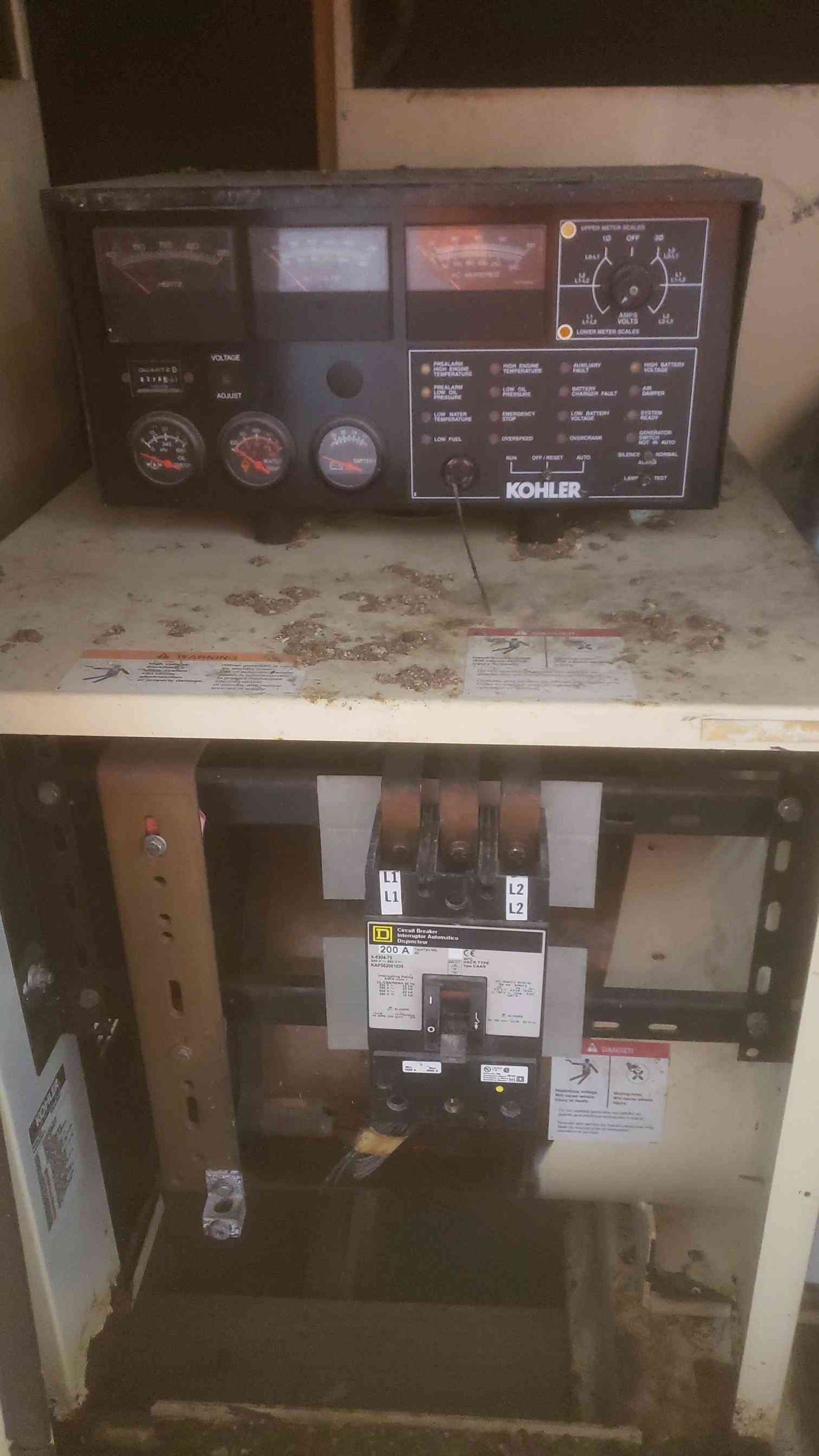 AS-IS 57KW Kohler 60RZG '06 Nat Gas LP Generator 1ph 120/240V 238A 370 Hrs(SKU: 110360)