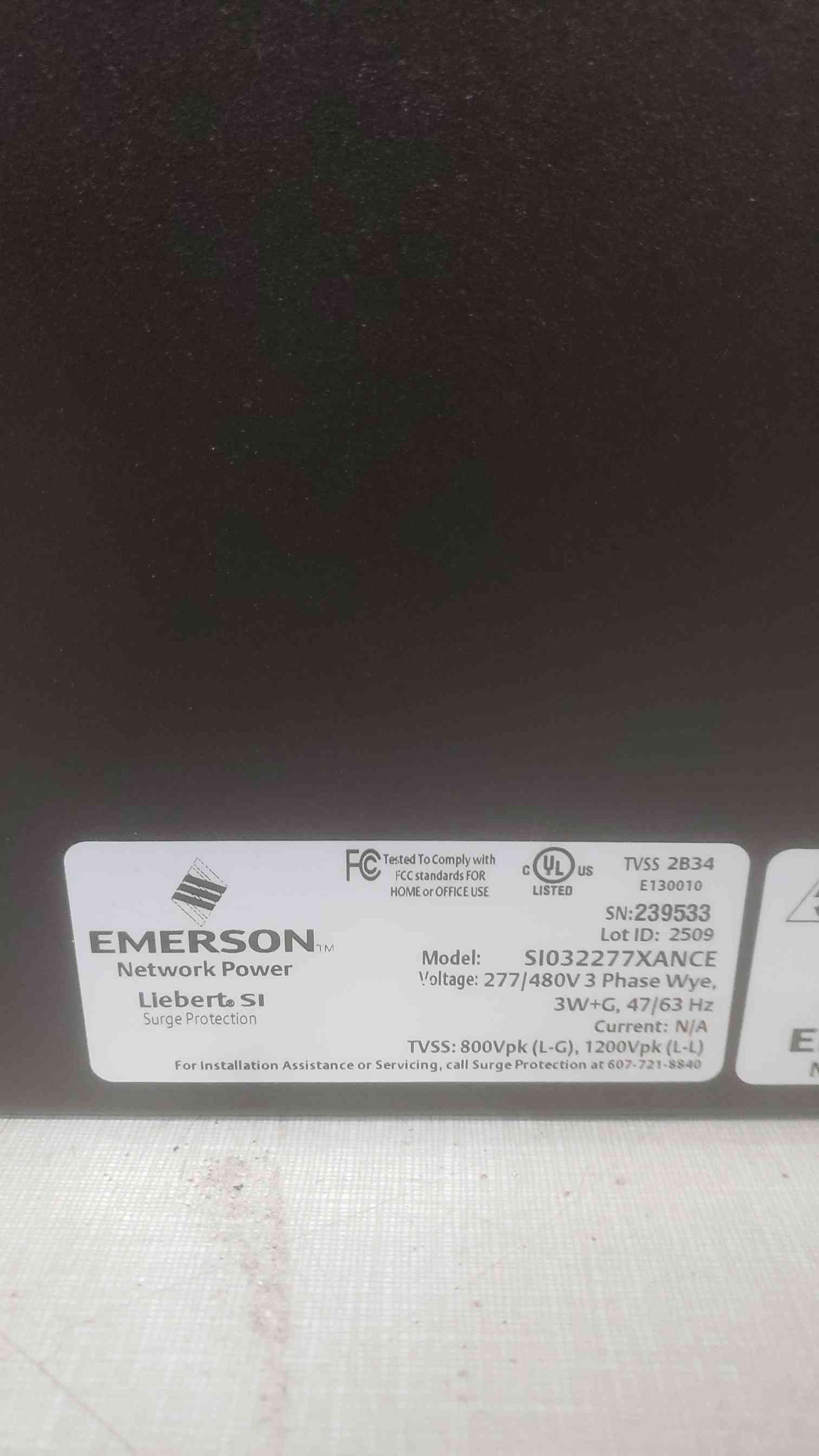 Liebert 277/480V 3PH 3W 47/63Hz Surge Protector S1032277XANCE